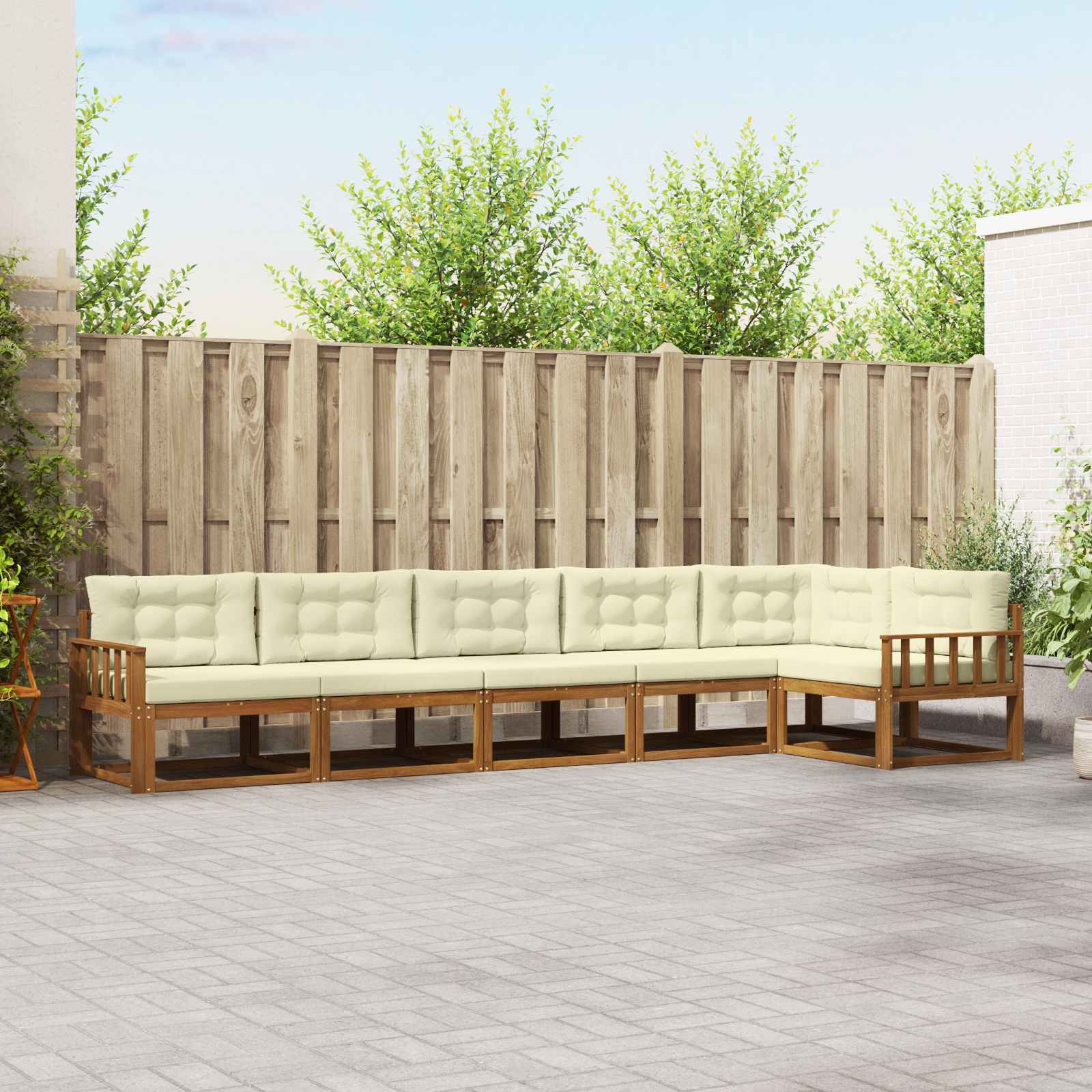 vidaXL Buiten bankenset 6 pcs Naturel Massief Acaciahout