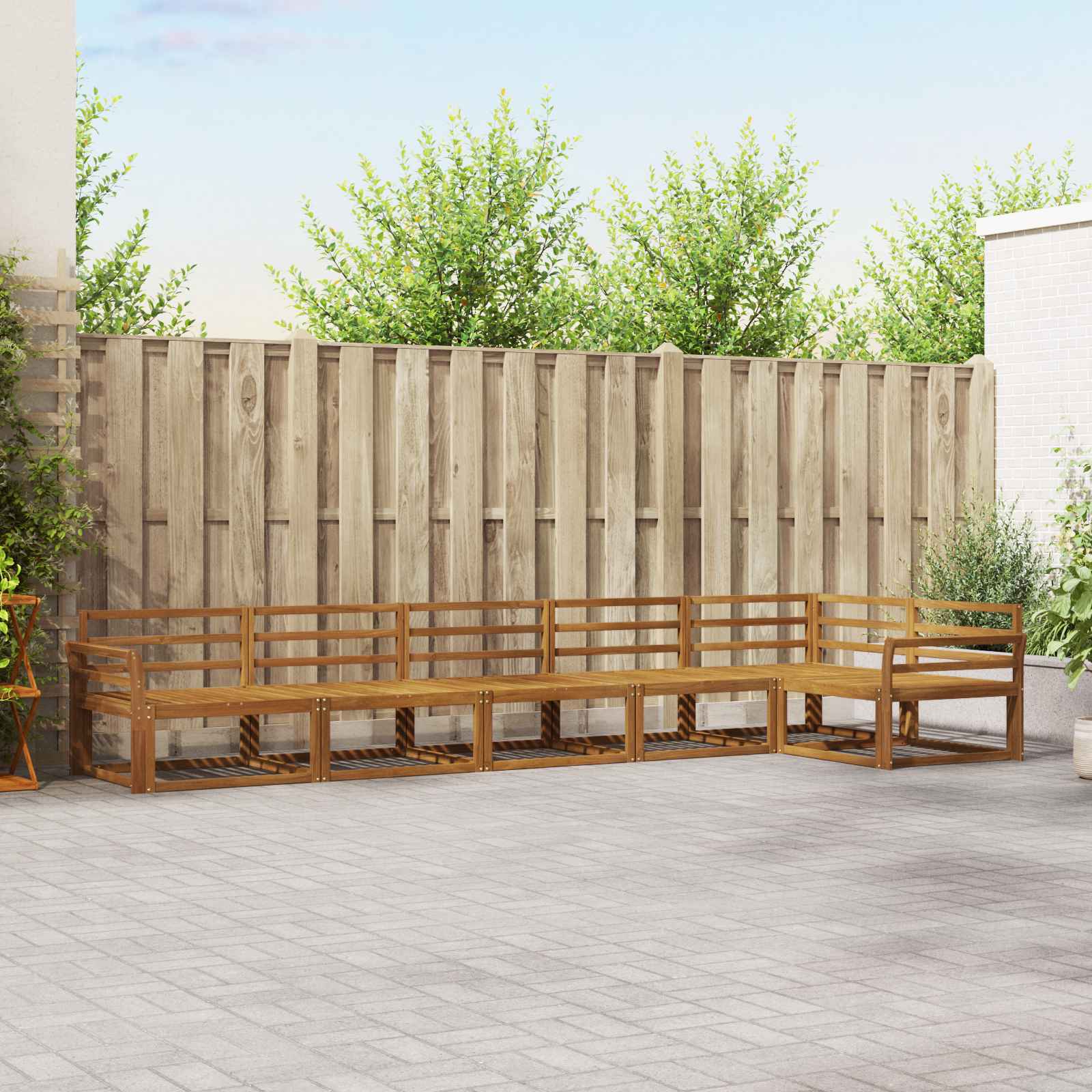 vidaXL Buiten bankenset 6 pcs Naturel Massief Acaciahout