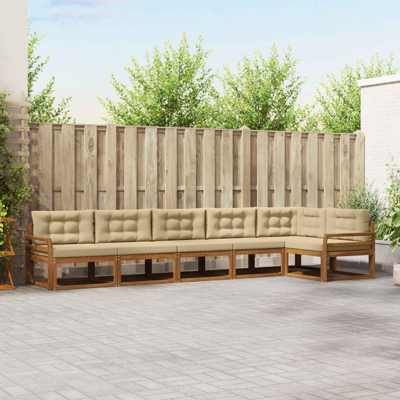 vidaXL Buiten bankenset 6 pcs Naturel Massief Acaciahout