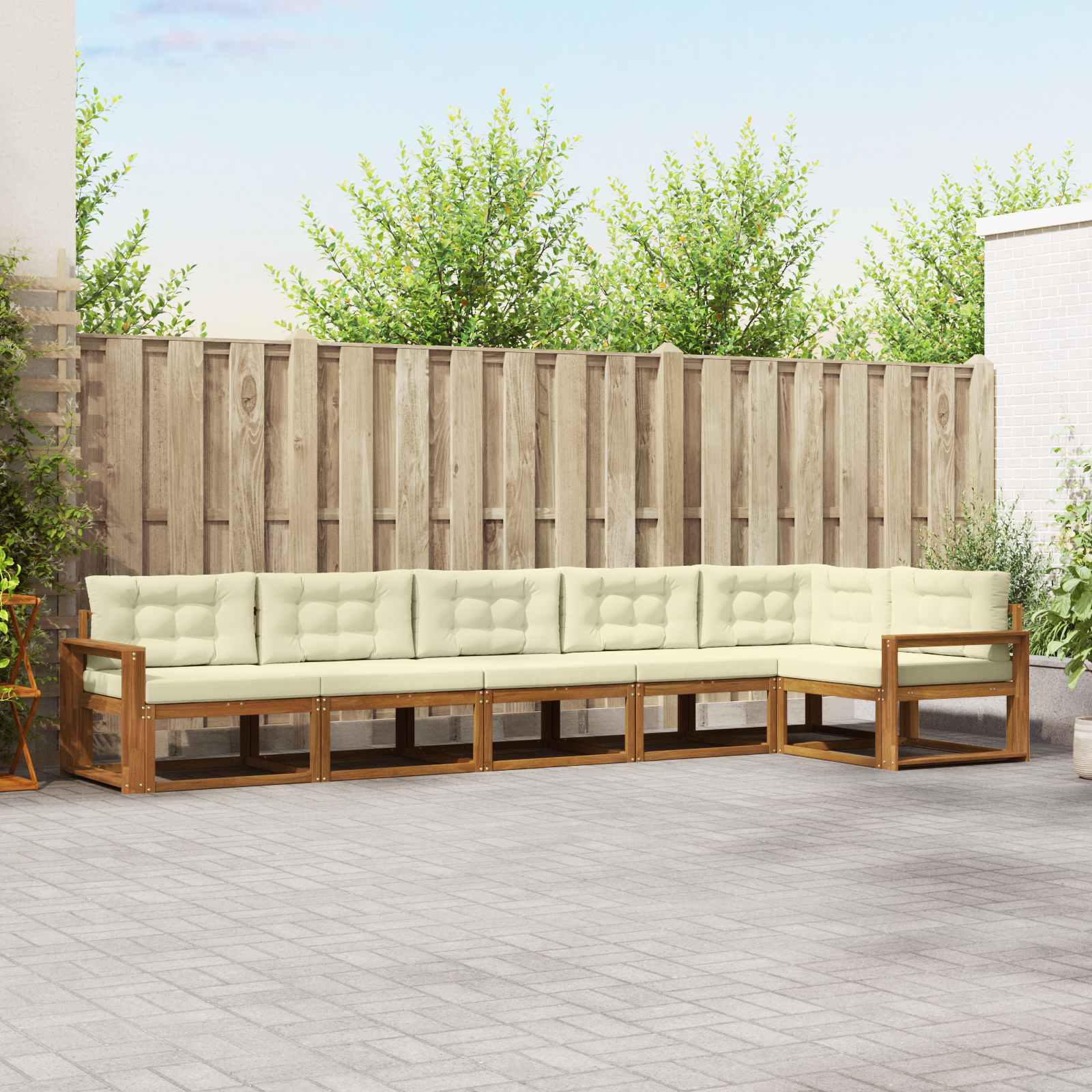vidaXL Buiten bankenset 6 pcs Naturel Massief Acaciahout