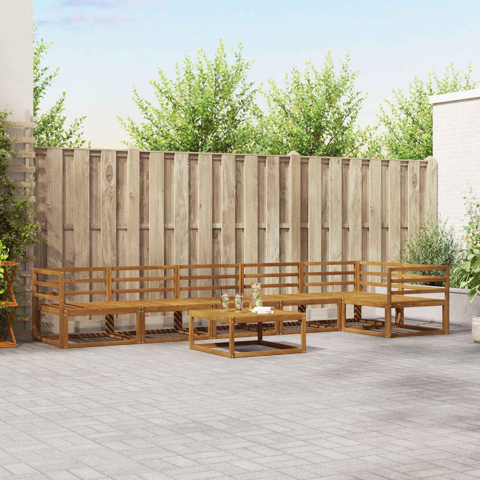 vidaXL Buiten bankenset 7 pcs Naturel Massief Acaciahout