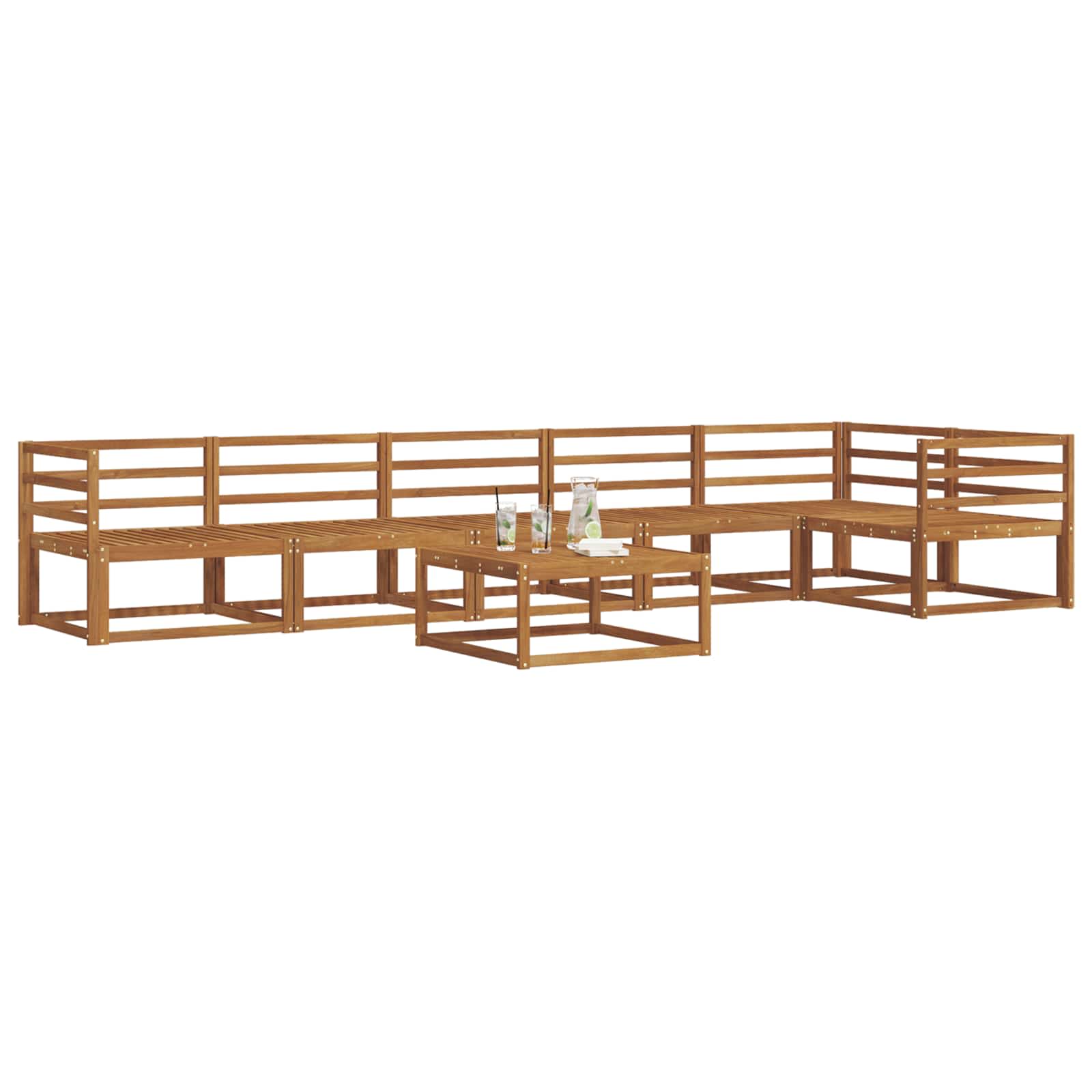 vidaXL Buiten bankenset 7 pcs Naturel Massief Acaciahout