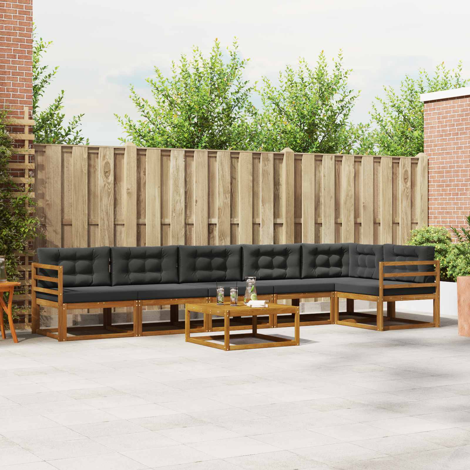 vidaXL Buiten bankenset 7 pcs Naturel Massief Acaciahout