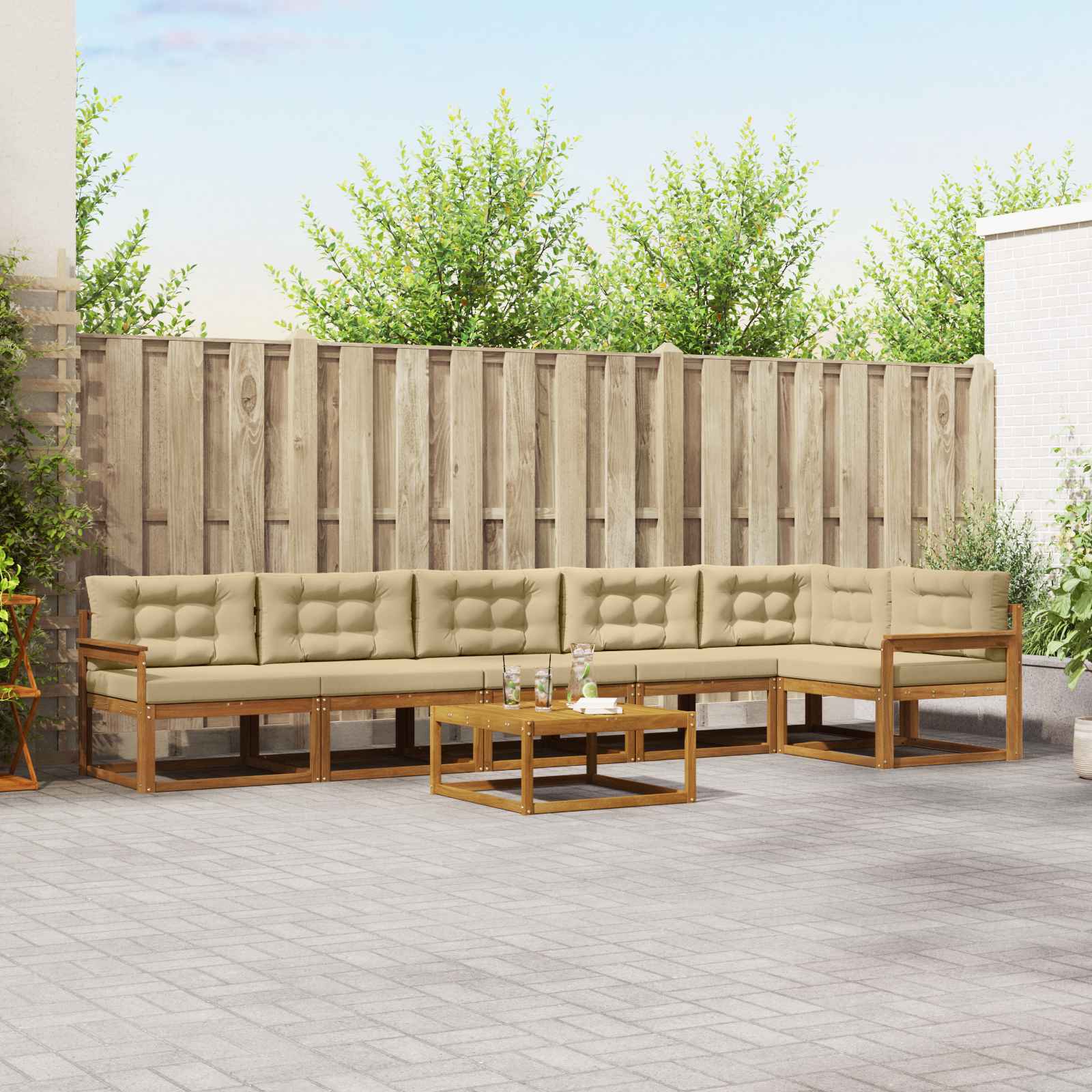 vidaXL Buiten bankenset 7 pcs Naturel Massief Acaciahout