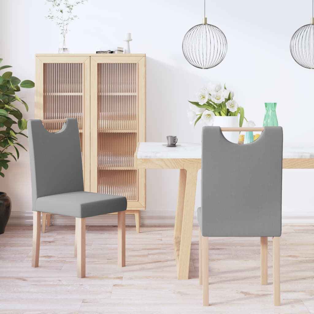 vidaXL Eetkamerstoelen 2 st stof lichtgrijs
