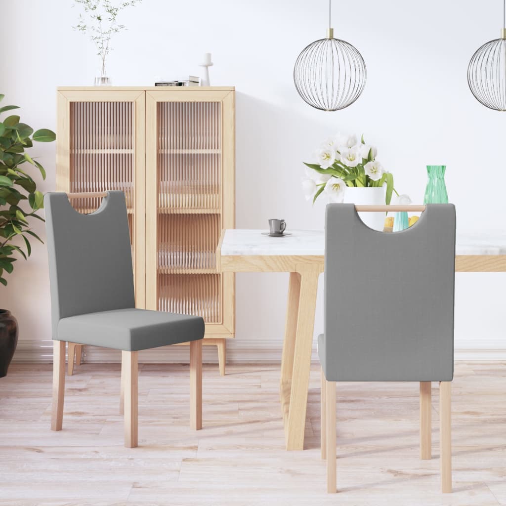 vidaXL Eetkamerstoelen 2 st stof lichtgrijs