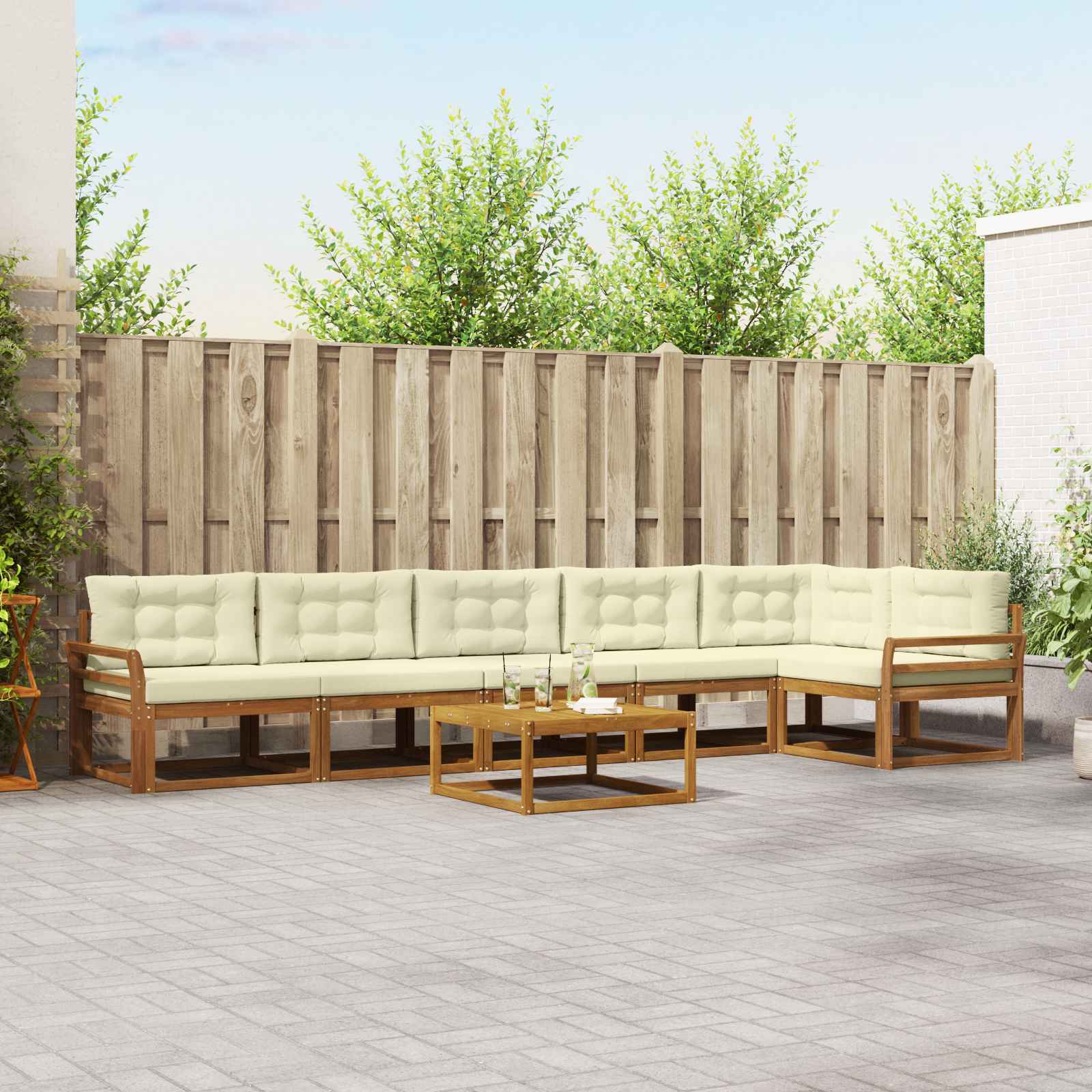 vidaXL Buiten bankenset 7 pcs Naturel Massief Acaciahout