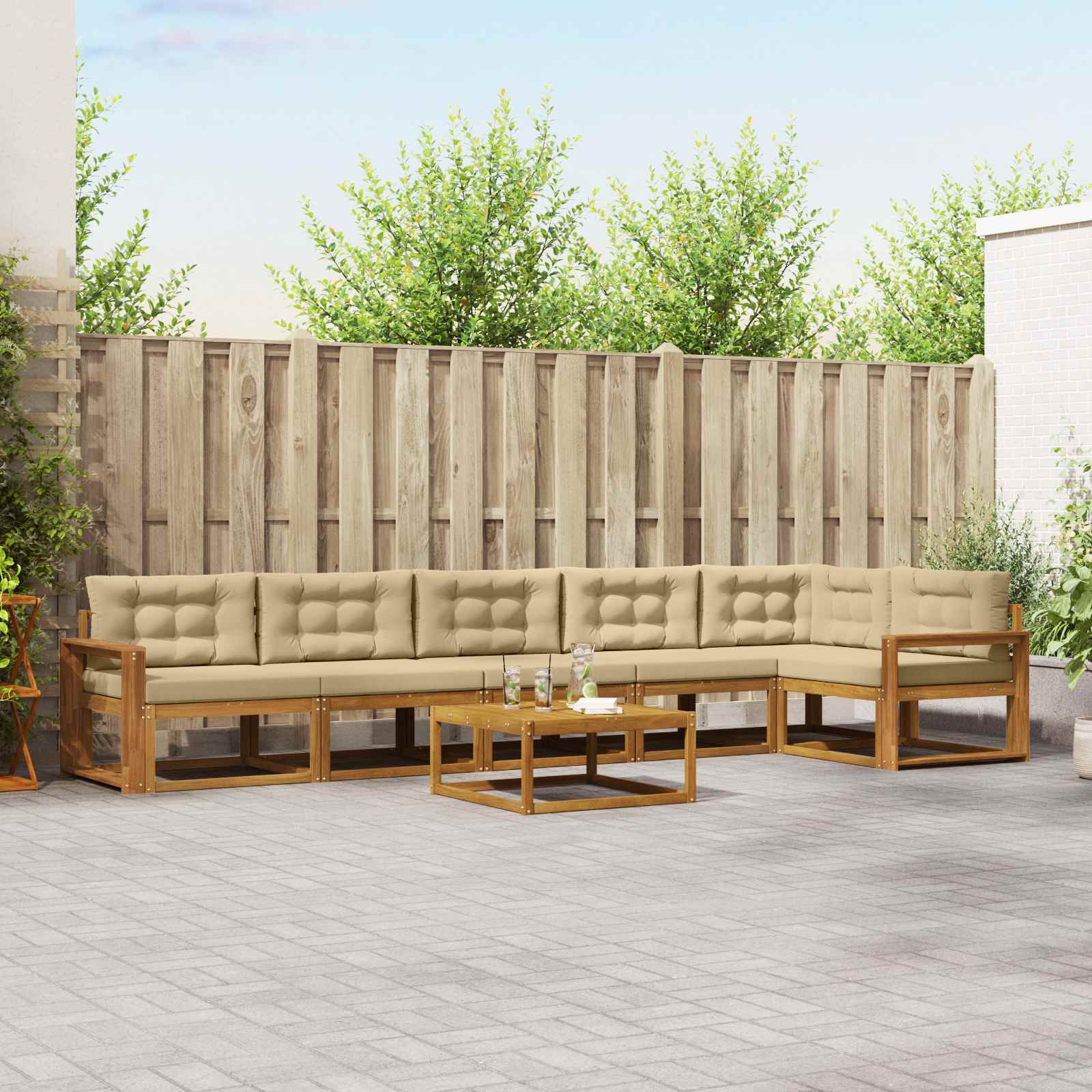 vidaXL Buiten bankenset 7 pcs Naturel Massief Acaciahout