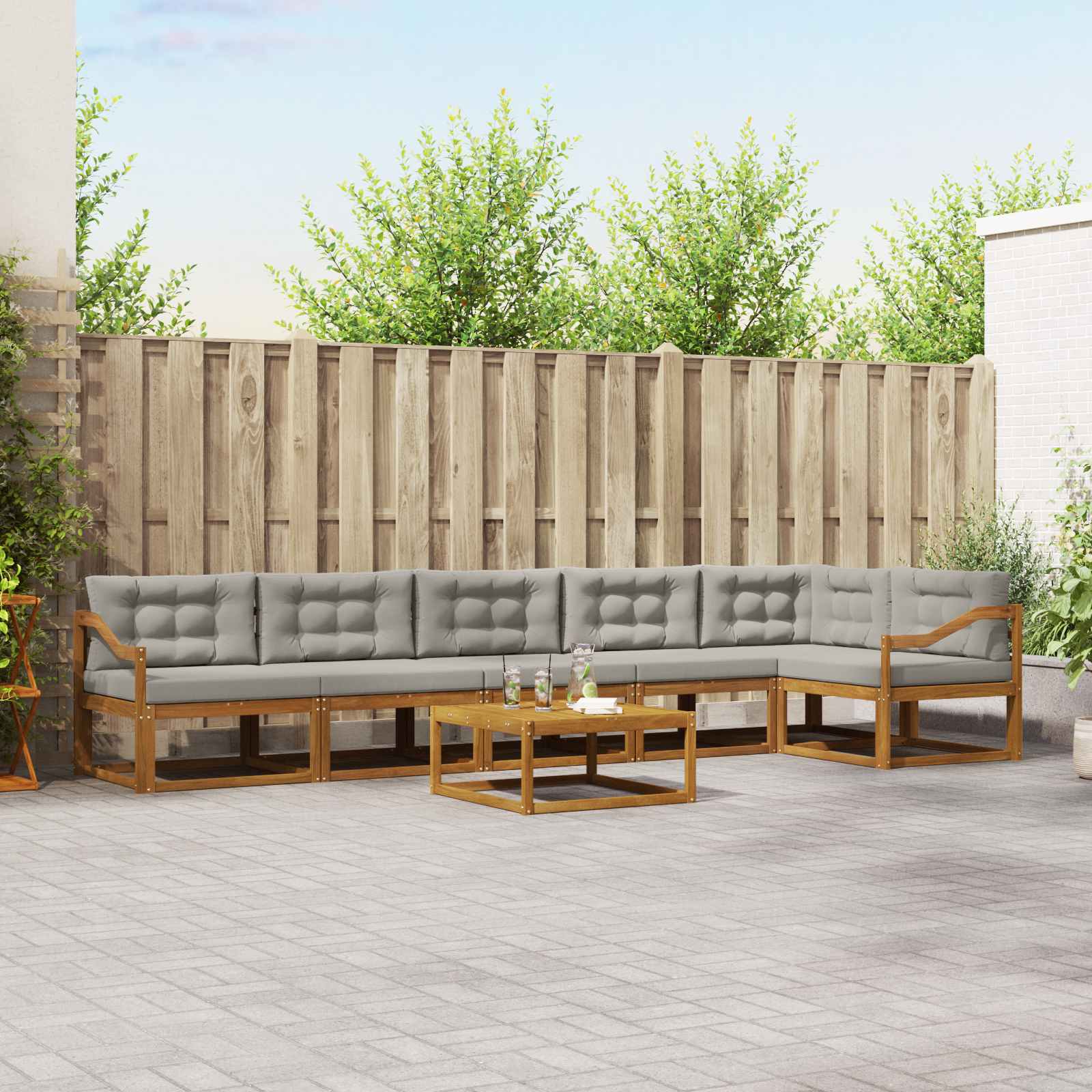 vidaXL Buiten bankenset 7 pcs Naturel Massief Acaciahout