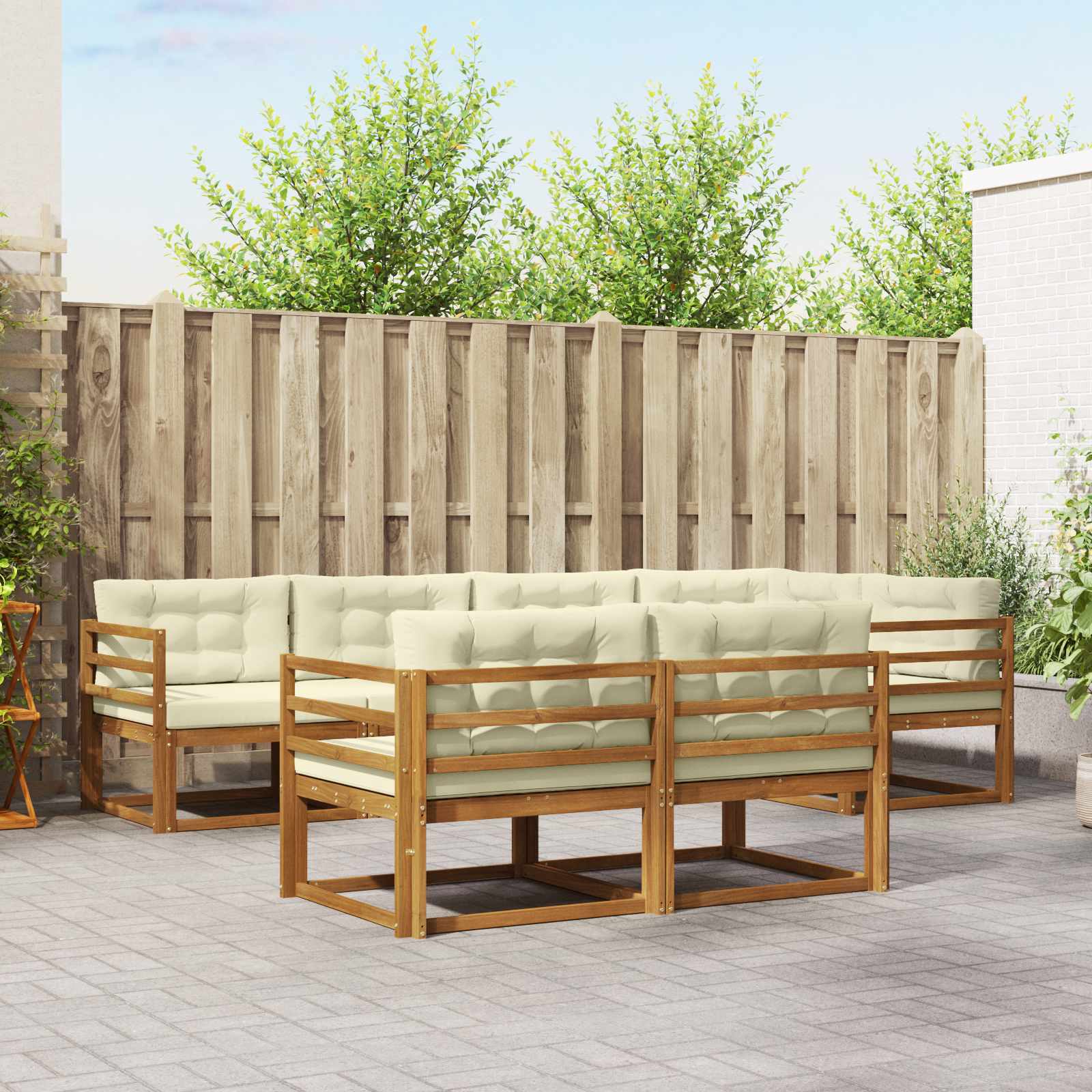 vidaXL Buiten bankenset 7 pcs Naturel Massief Acaciahout