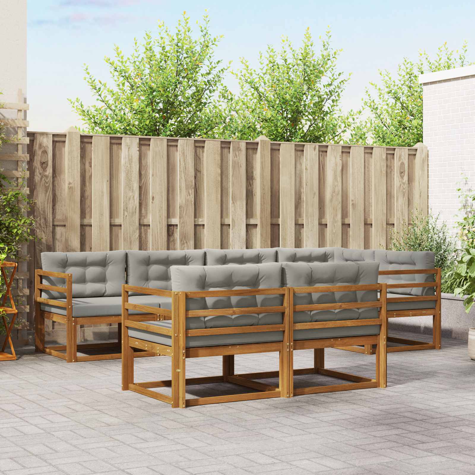 vidaXL Buiten bankenset 7 pcs Naturel Massief Acaciahout