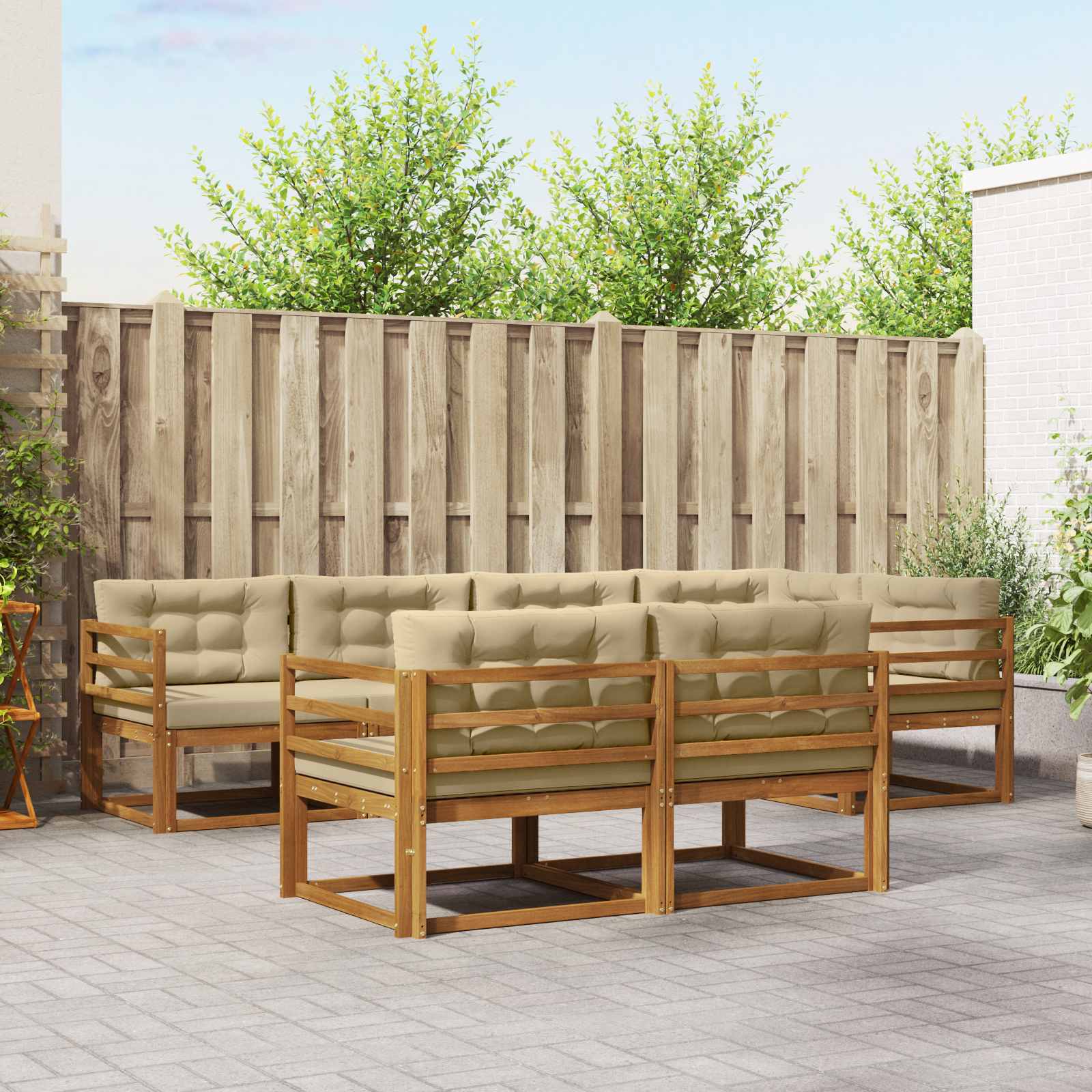 vidaXL Buiten bankenset 7 pcs Naturel Massief Acaciahout
