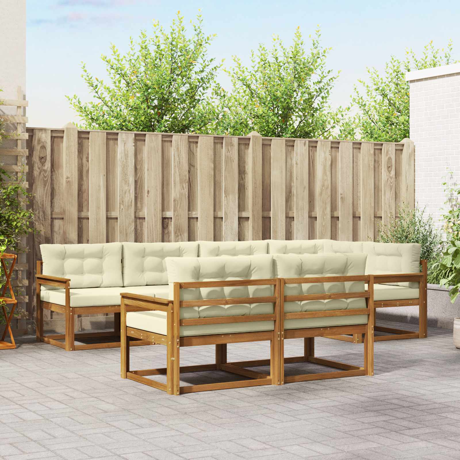 vidaXL Buiten bankenset 7 pcs Naturel Massief Acaciahout
