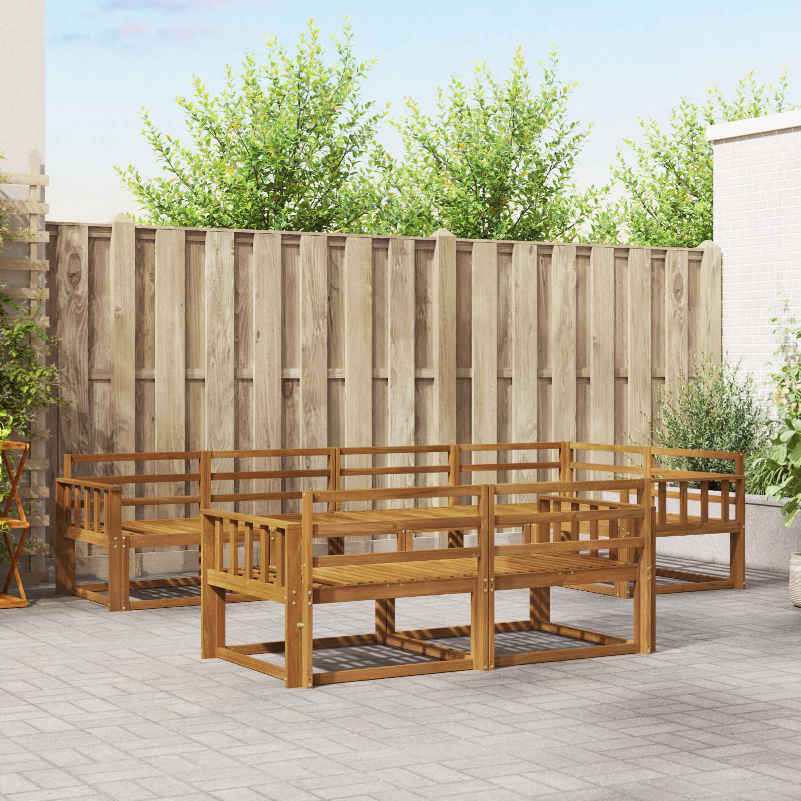 vidaXL Buiten bankenset 7 pcs Naturel Massief Acaciahout