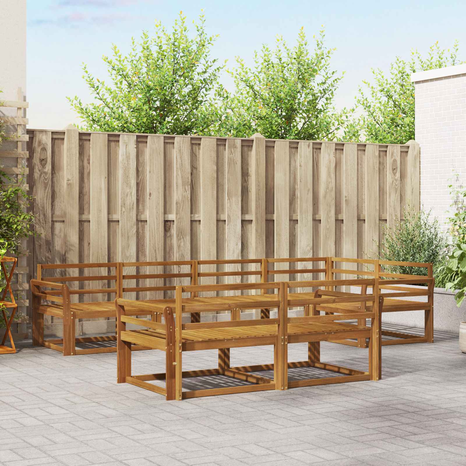 vidaXL Buiten bankenset 7 pcs Naturel Massief Acaciahout