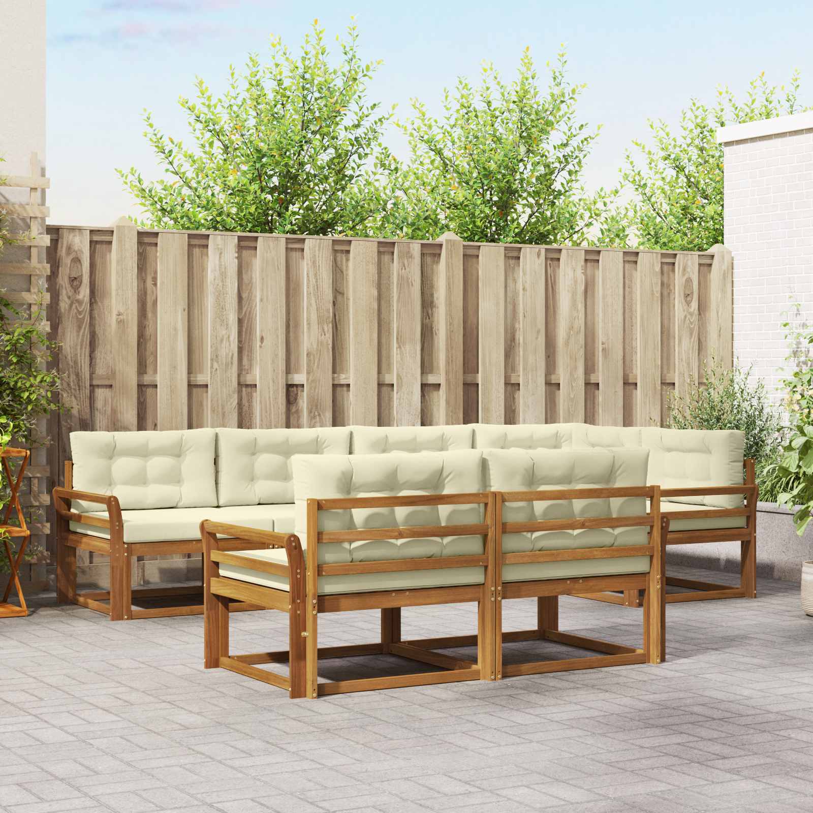 vidaXL Buiten bankenset 7 pcs Naturel Massief Acaciahout