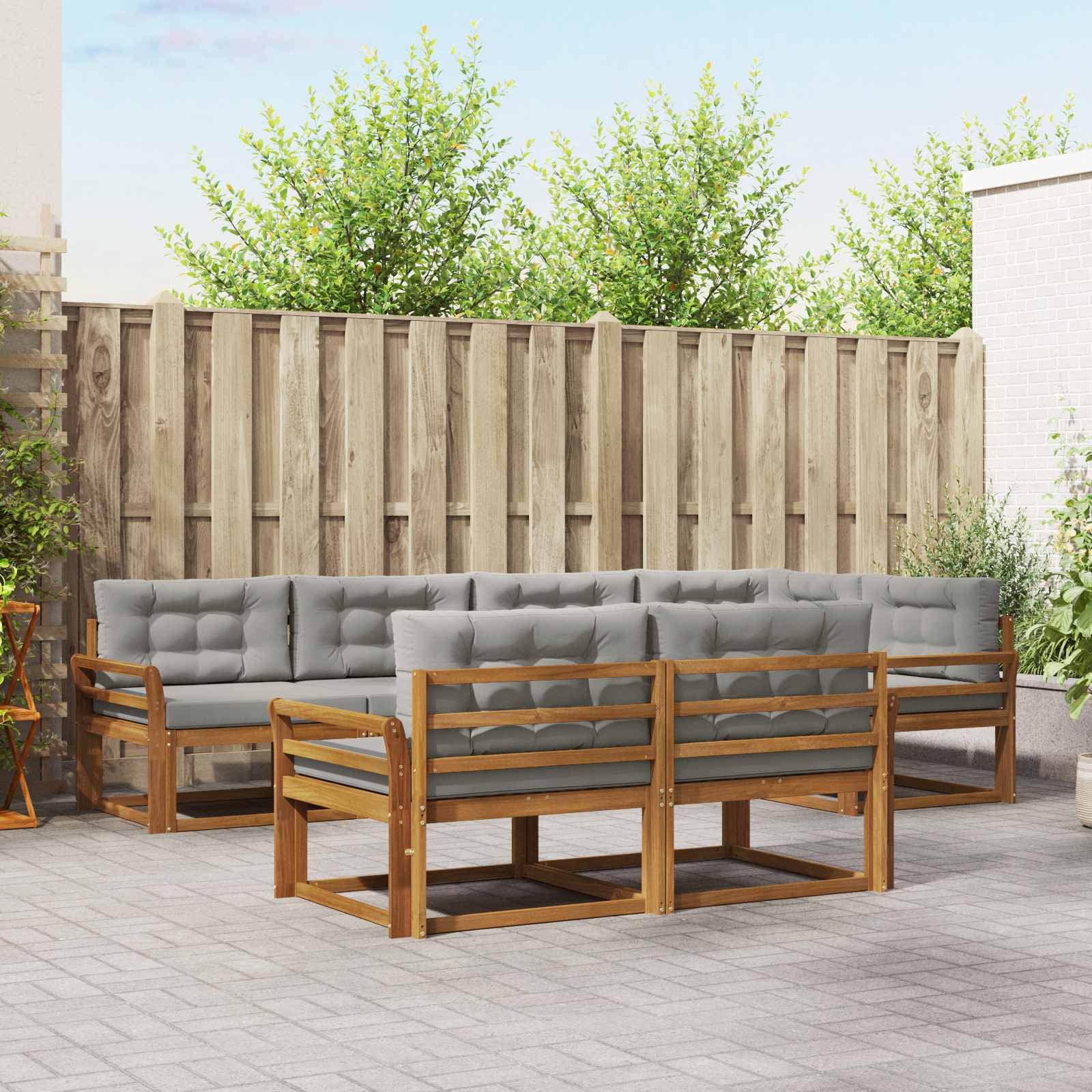 vidaXL Buiten bankenset 7 pcs Naturel Massief Acaciahout