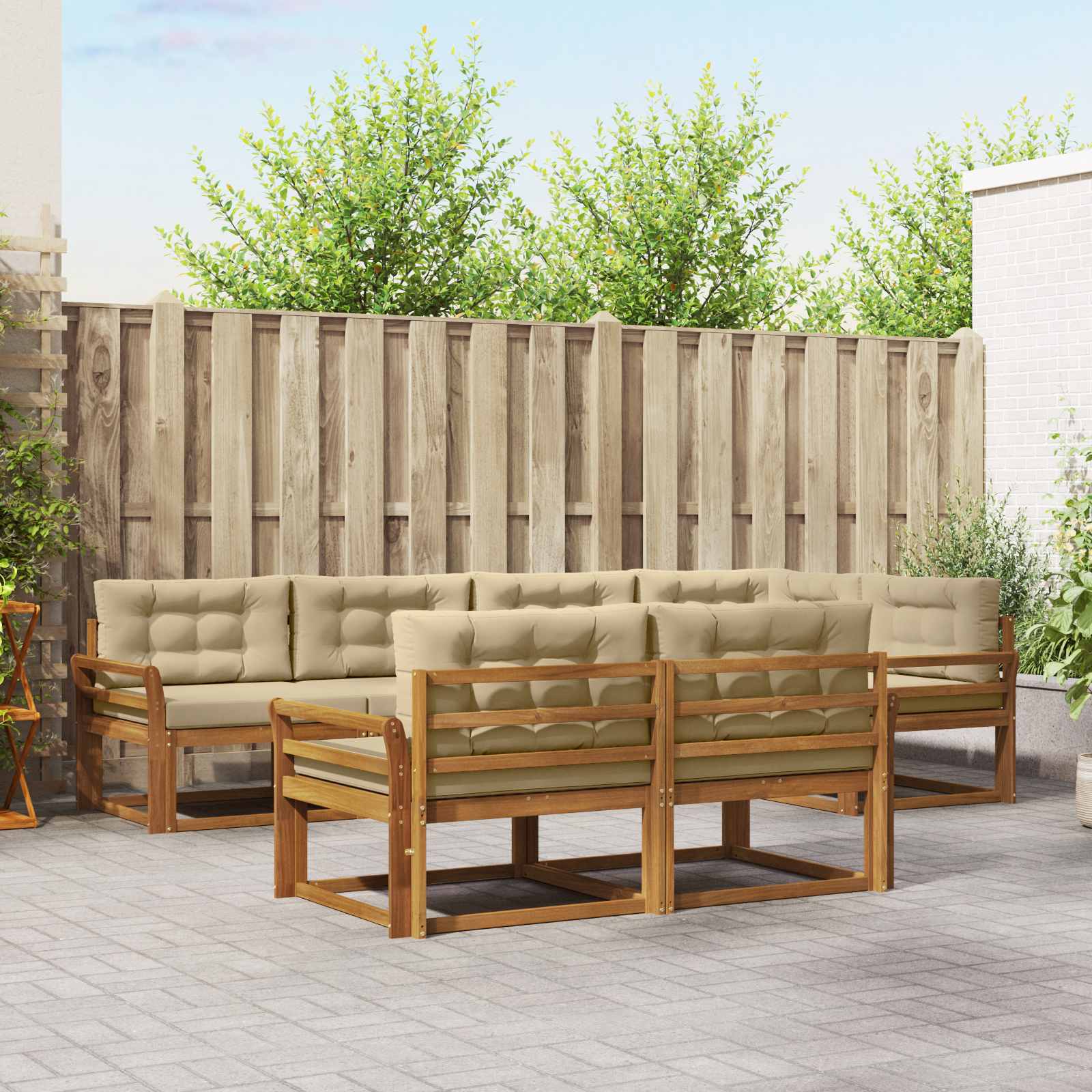 vidaXL Buiten bankenset 7 pcs Naturel Massief Acaciahout
