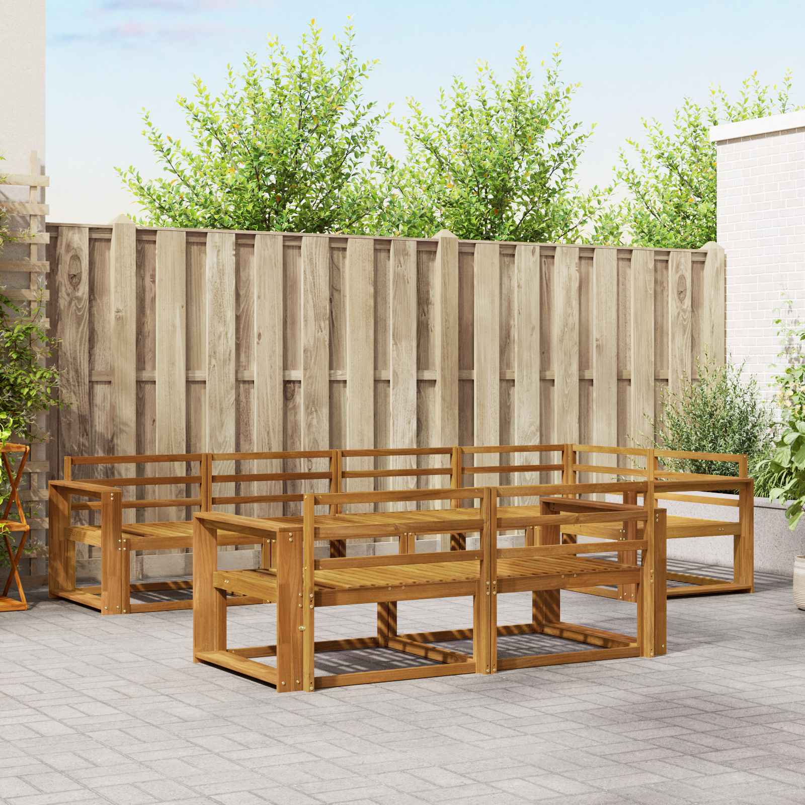 vidaXL Buiten bankenset 7 pcs Naturel Massief Acaciahout