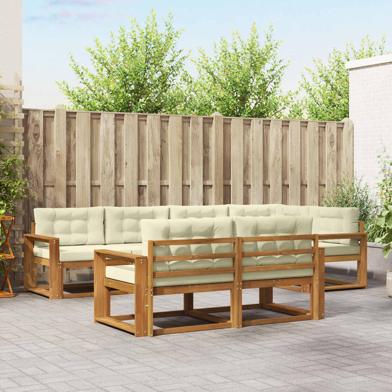 vidaXL Buiten bankenset 7 pcs Naturel Massief Acaciahout