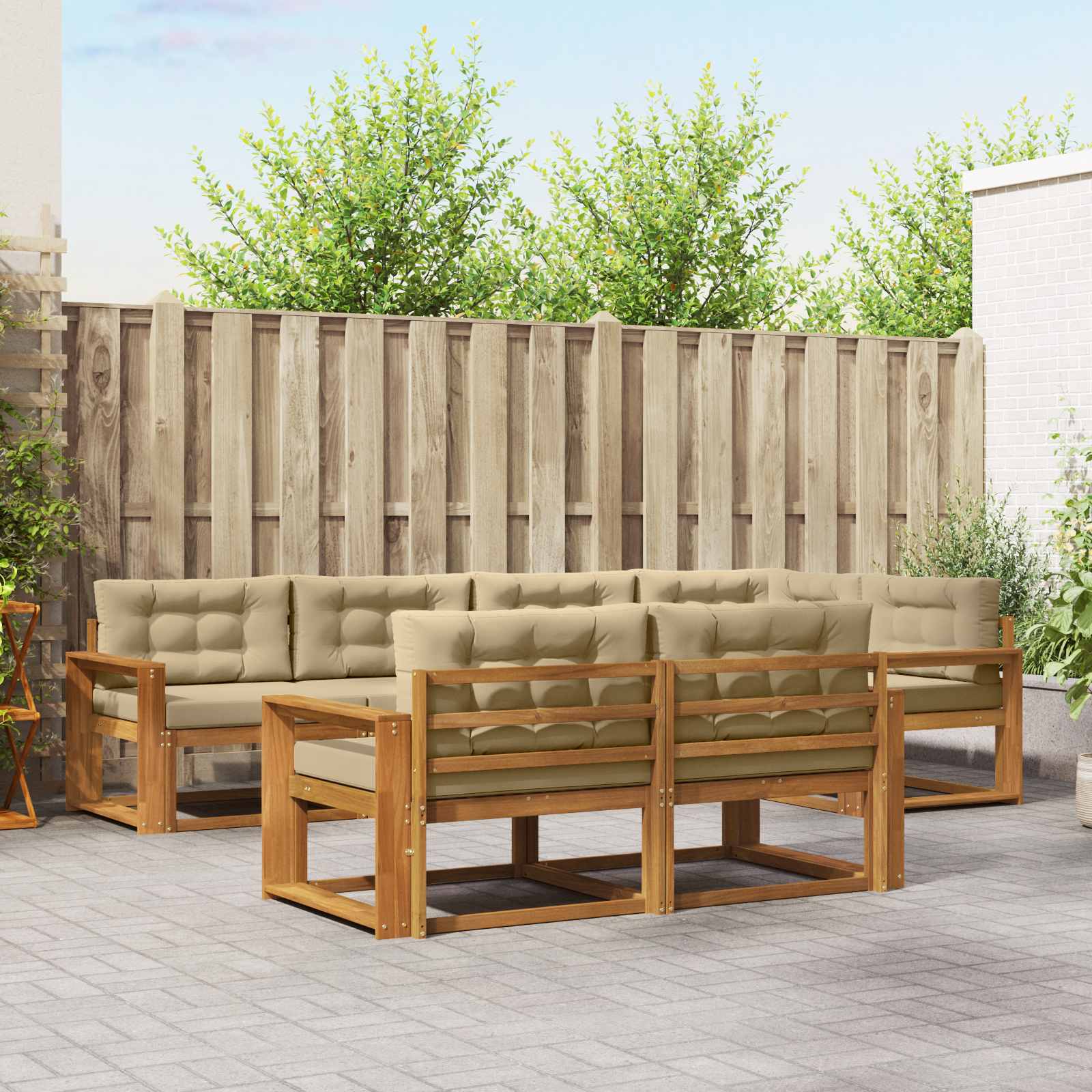 vidaXL Buiten bankenset 7 pcs Naturel Massief Acaciahout