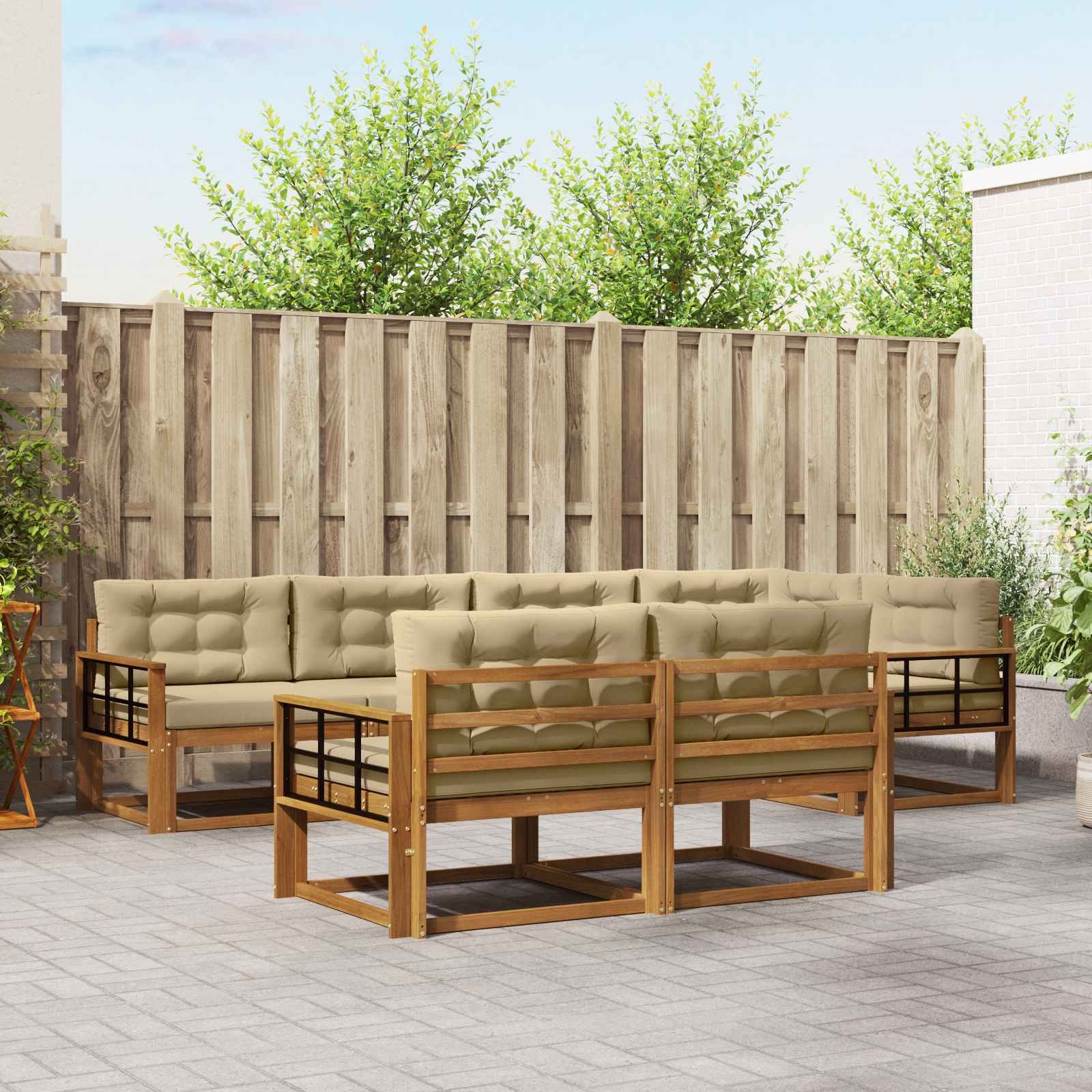 vidaXL Buiten bankenset 7 pcs Naturel Massief Acaciahout