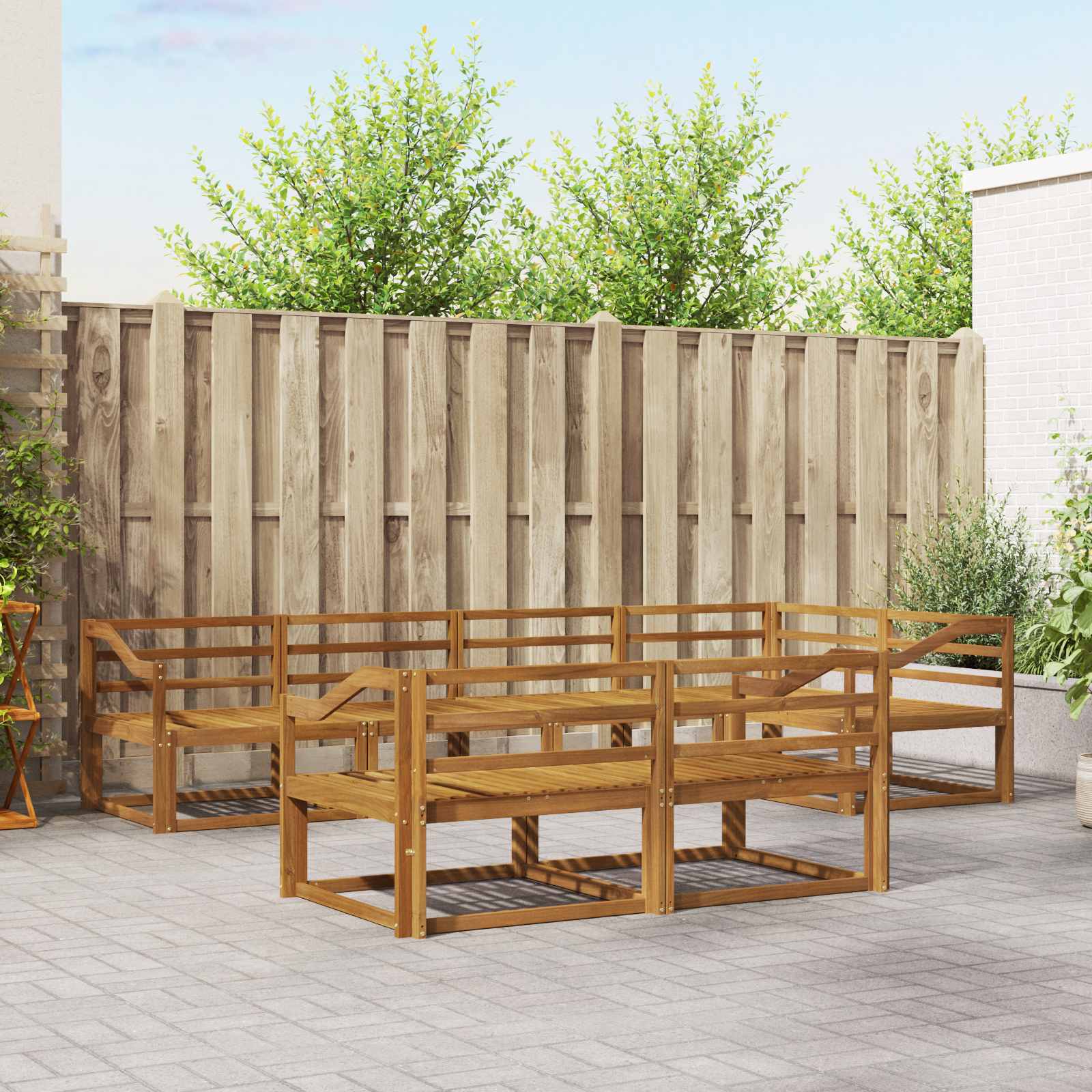 vidaXL Buiten bankenset 7 pcs Naturel Massief Acaciahout