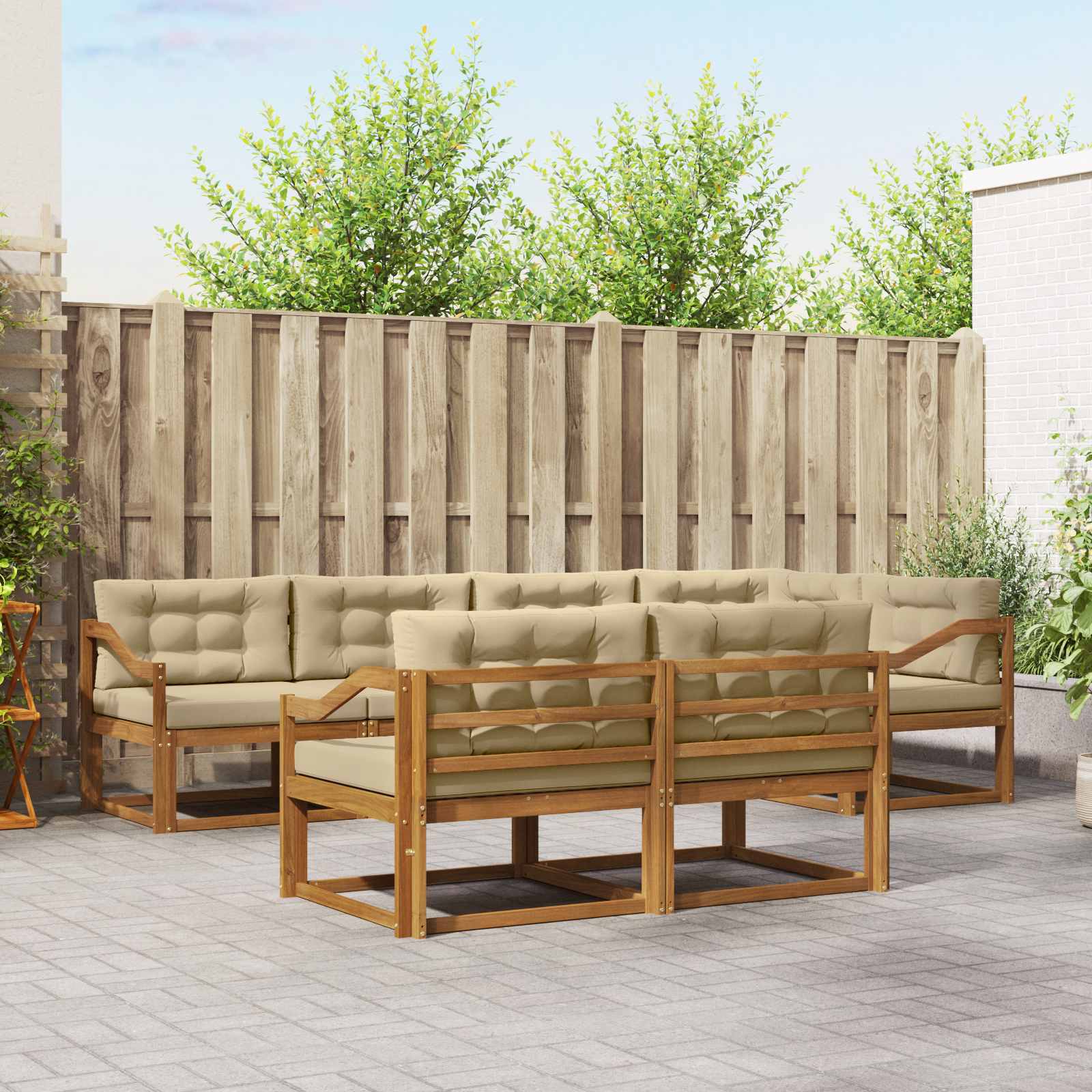 vidaXL Buiten bankenset 7 pcs Naturel Massief Acaciahout