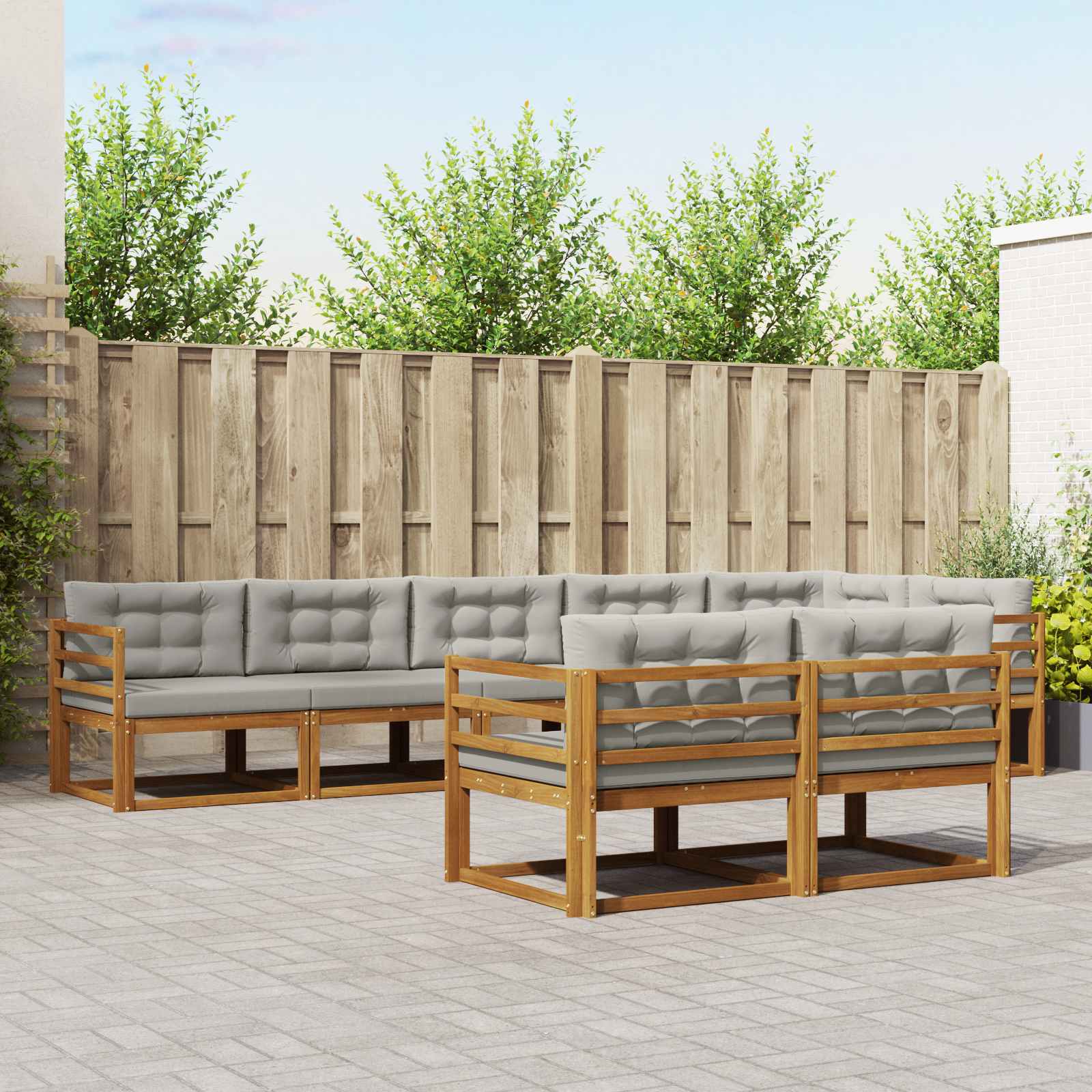 vidaXL Buiten bankenset 8 pcs Naturel Massief Acaciahout