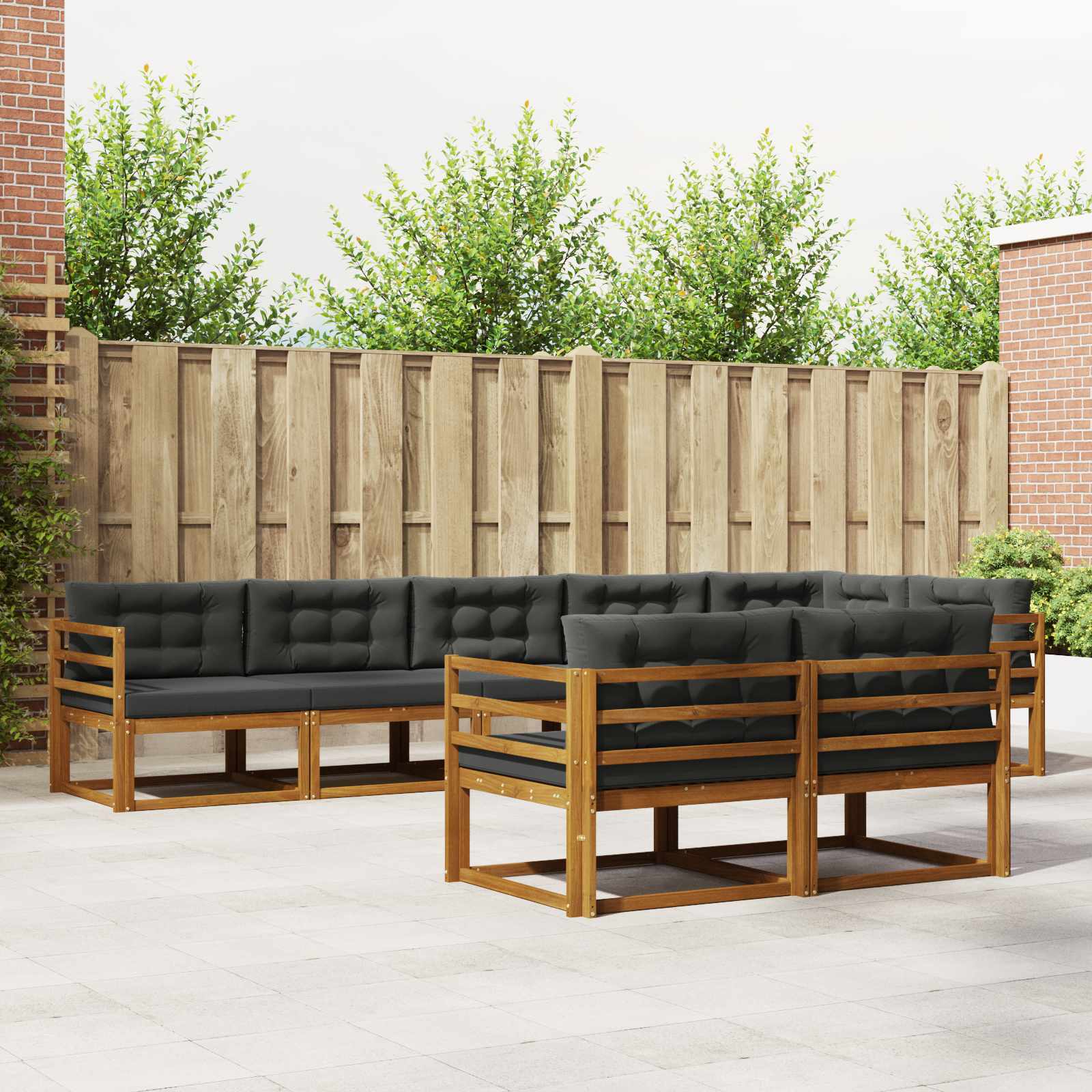 vidaXL Buiten bankenset 8 pcs Naturel Massief Acaciahout
