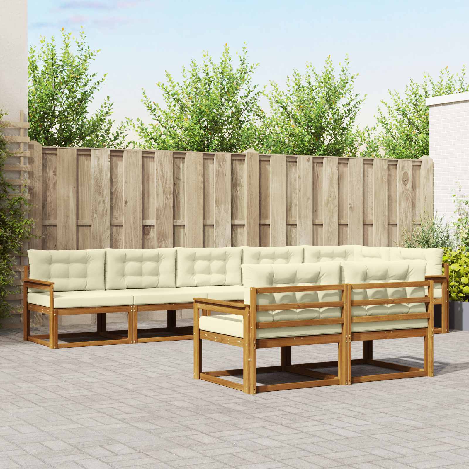 vidaXL Buiten bankenset 8 pcs Naturel Massief Acaciahout