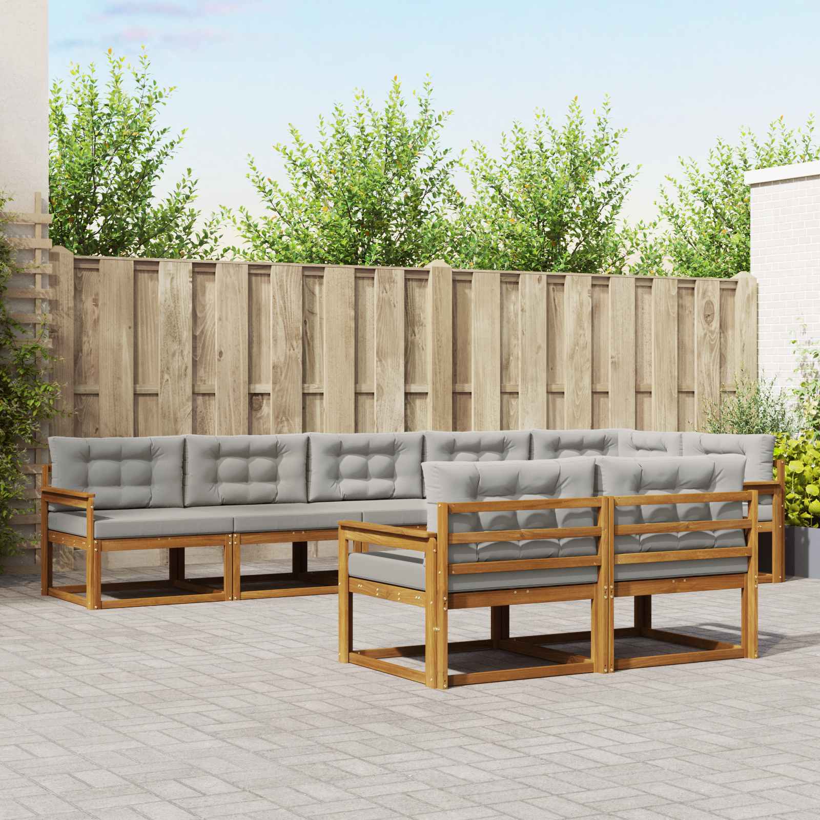 vidaXL Buiten bankenset 8 pcs Naturel Massief Acaciahout