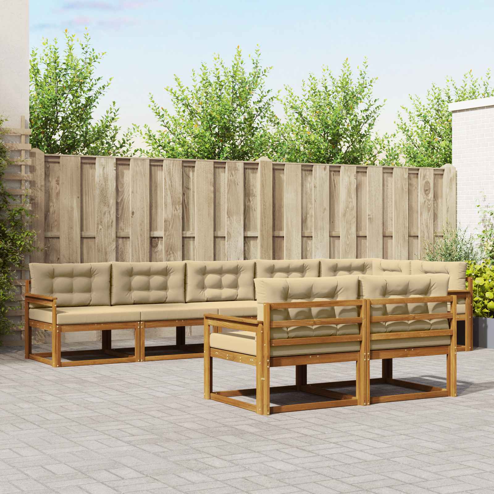 vidaXL Buiten bankenset 8 pcs Naturel Massief Acaciahout