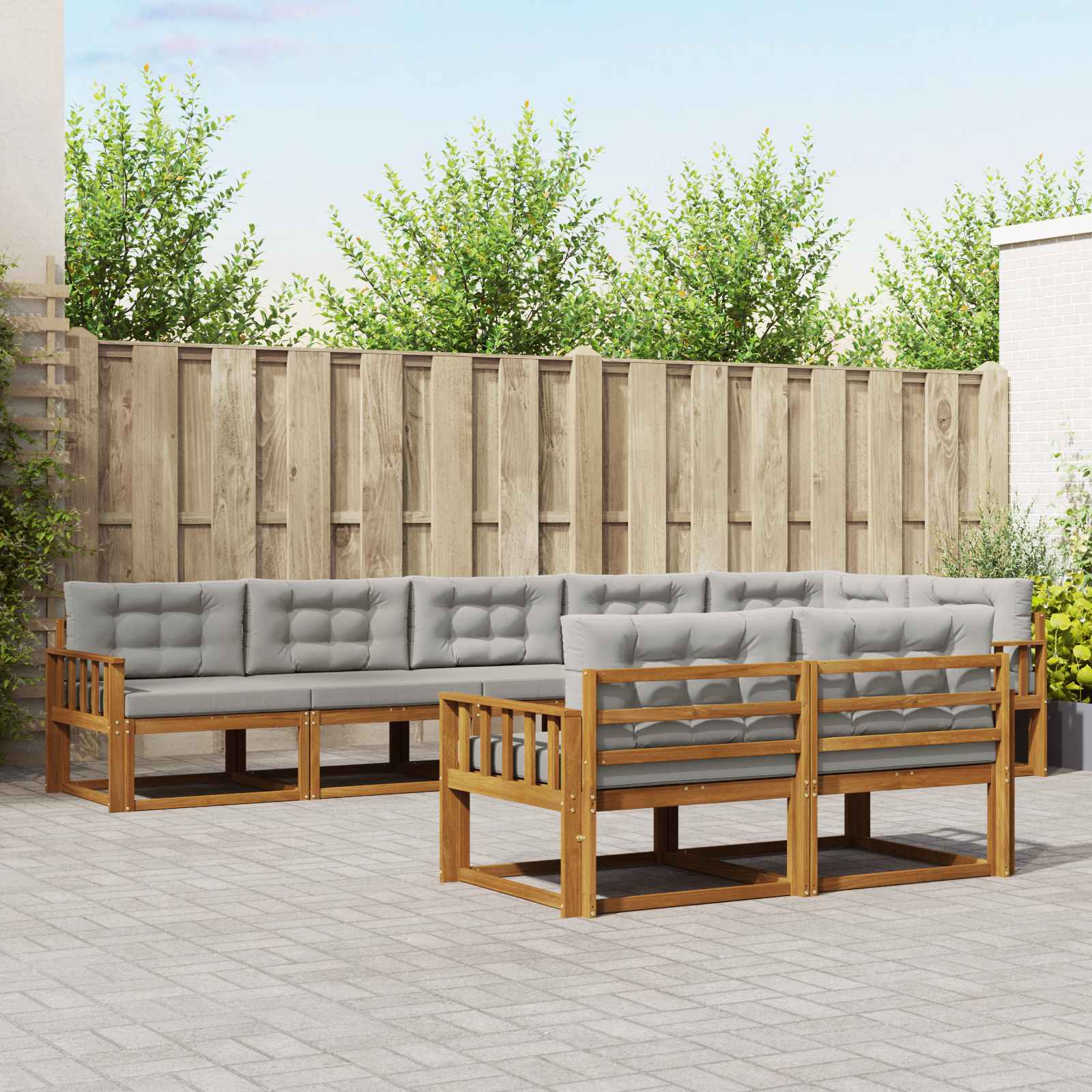 vidaXL Buiten bankenset 8 pcs Naturel Massief Acaciahout