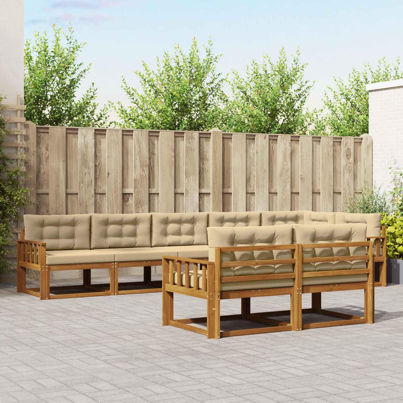 vidaXL Buiten bankenset 8 pcs Naturel Massief Acaciahout