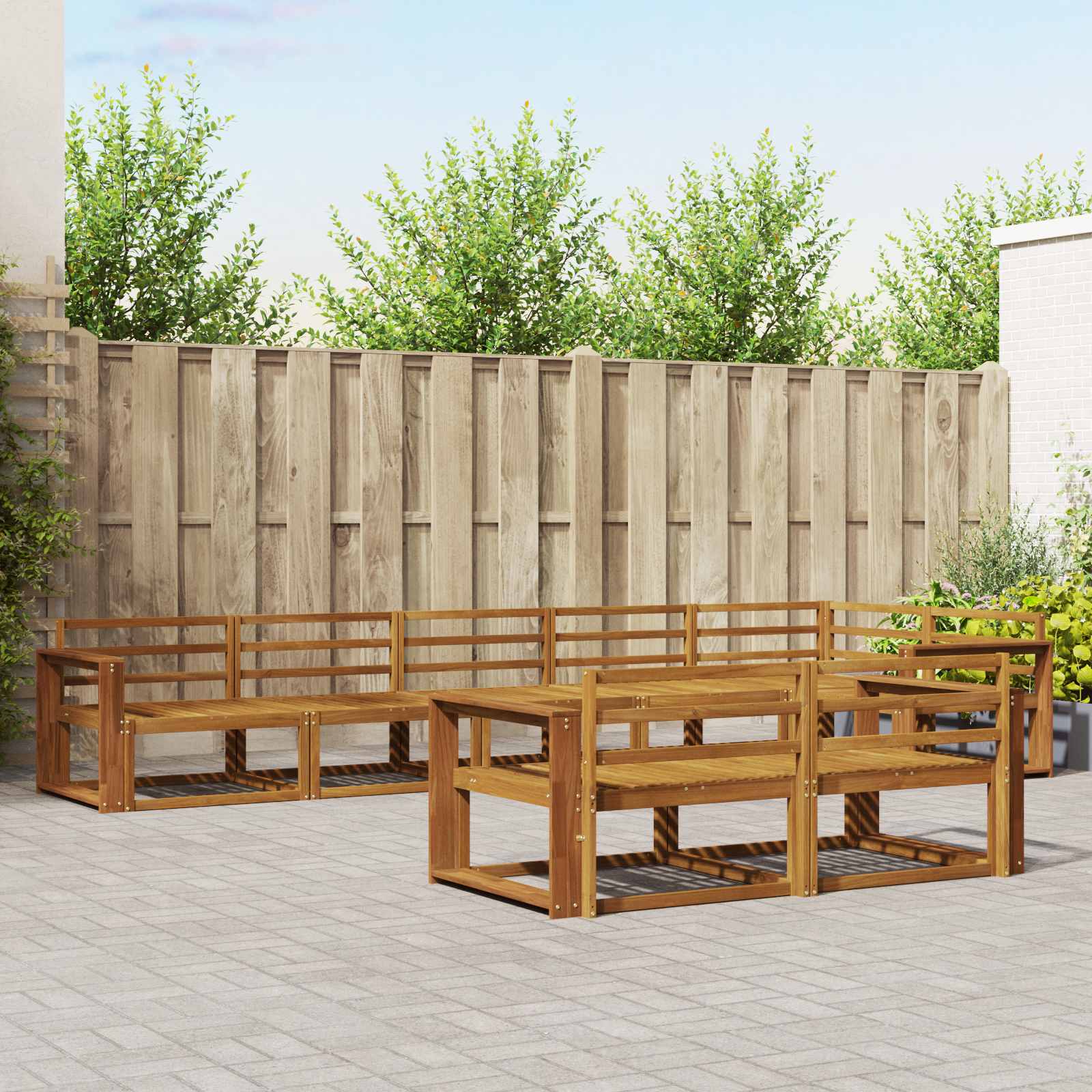 vidaXL Buiten bankenset 8 pcs Naturel Massief Acaciahout