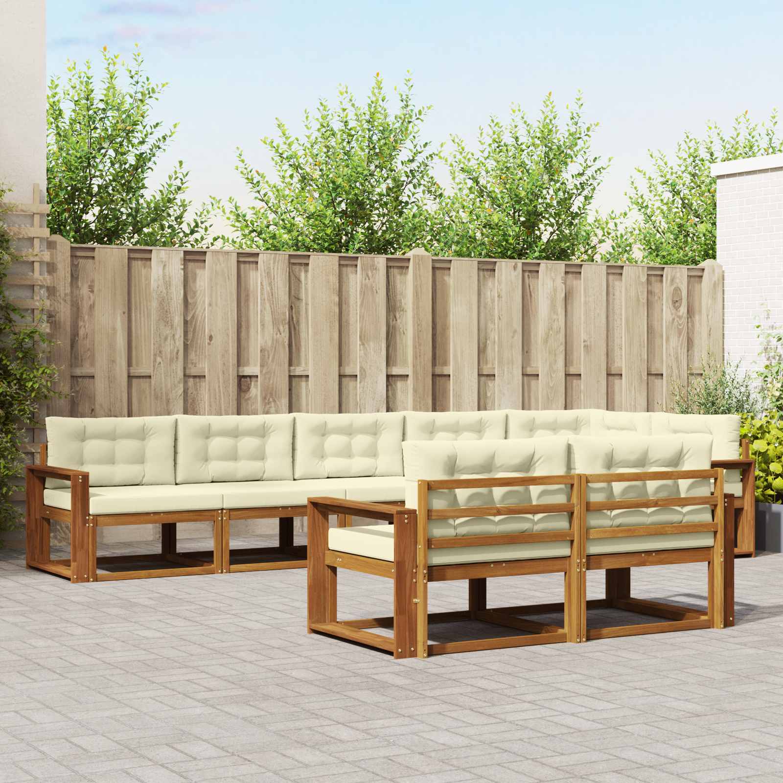 vidaXL Buiten bankenset 8 pcs Naturel Massief Acaciahout