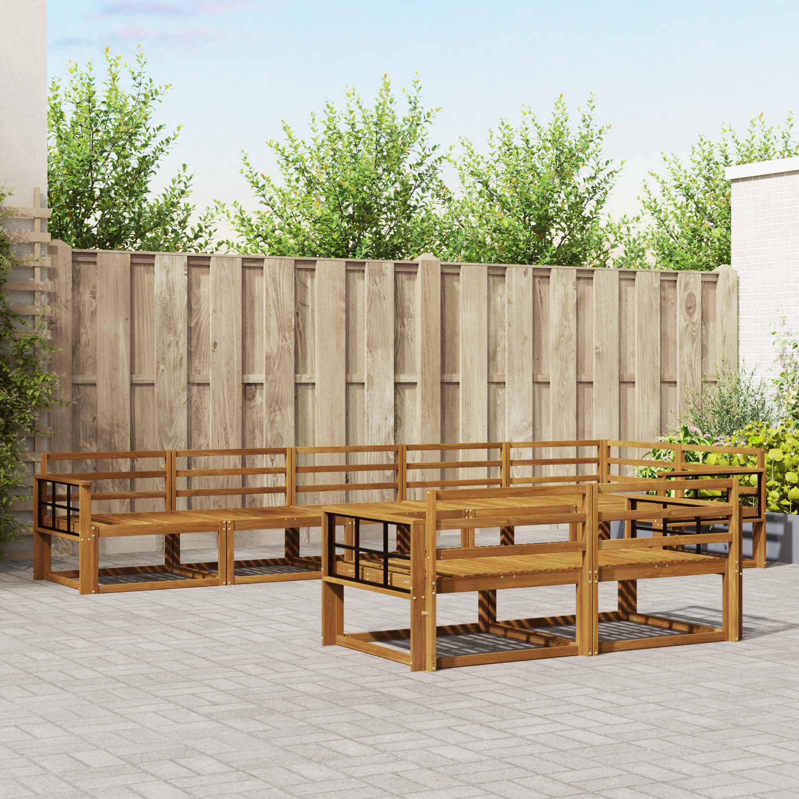 vidaXL Buiten bankenset 8 pcs Naturel Massief Acaciahout