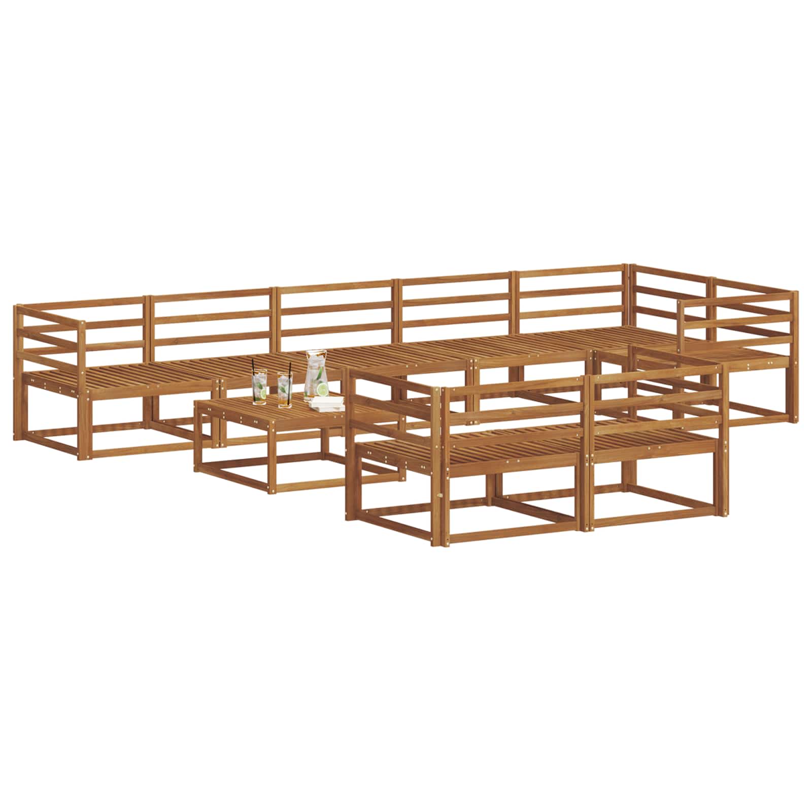 vidaXL Buiten bankenset 9 pcs Naturel Massief Acaciahout