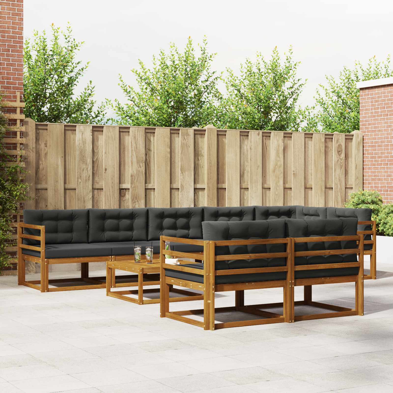 vidaXL Buiten bankenset 9 pcs Naturel Massief Acaciahout