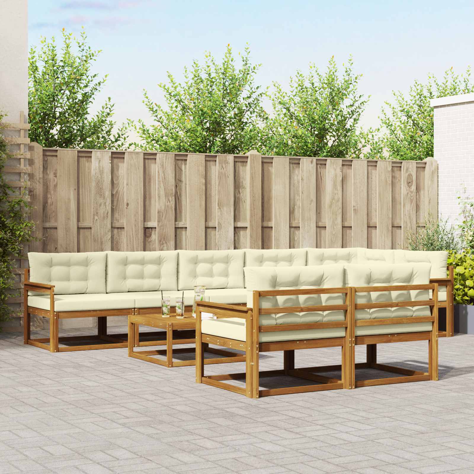 vidaXL Buiten bankenset 9 pcs Naturel Massief Acaciahout