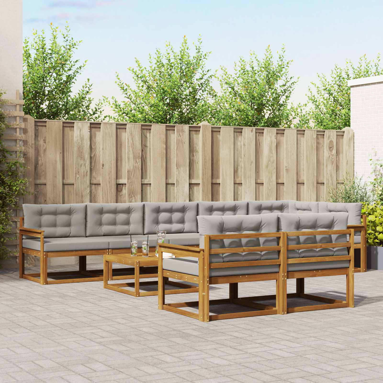 vidaXL Buiten bankenset 9 pcs Naturel Massief Acaciahout