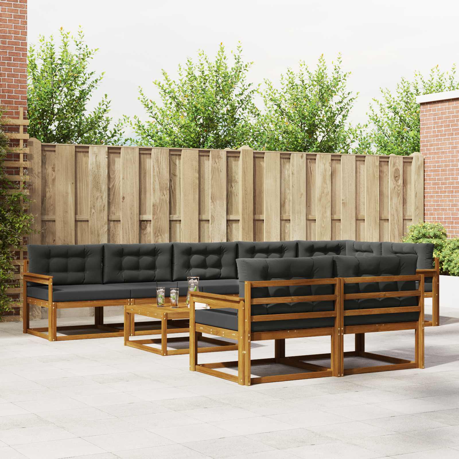 vidaXL Buiten bankenset 9 pcs Naturel Massief Acaciahout