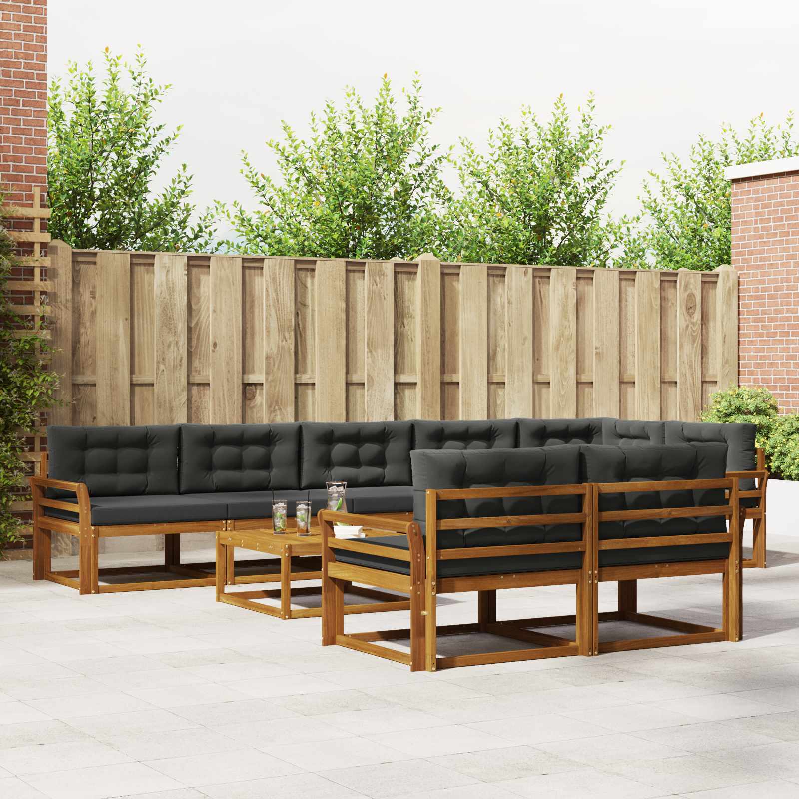 vidaXL Buiten bankenset 9 pcs Naturel Massief Acaciahout