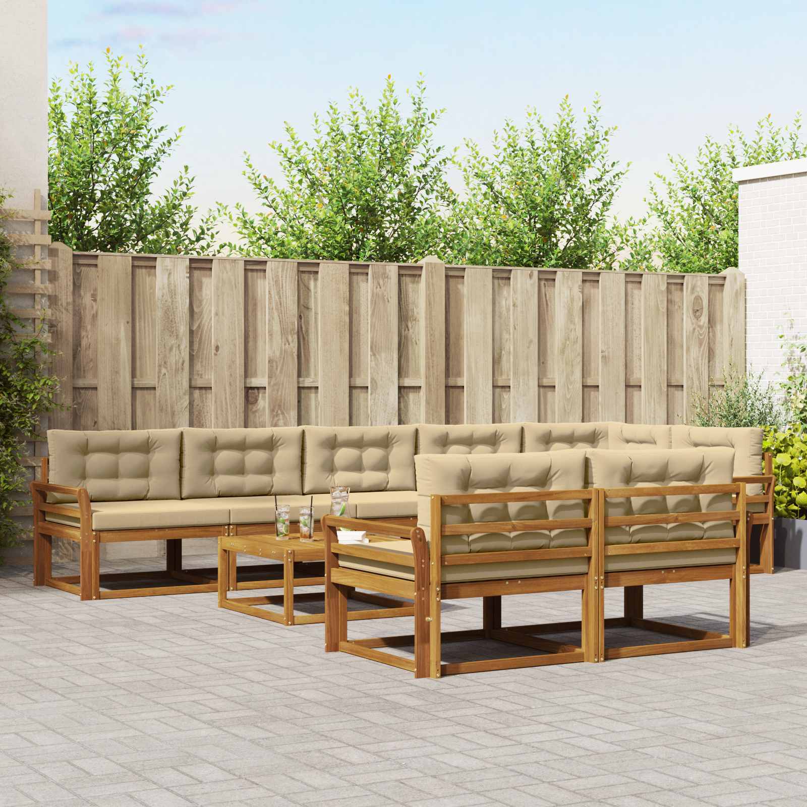 vidaXL Buiten bankenset 9 pcs Naturel Massief Acaciahout