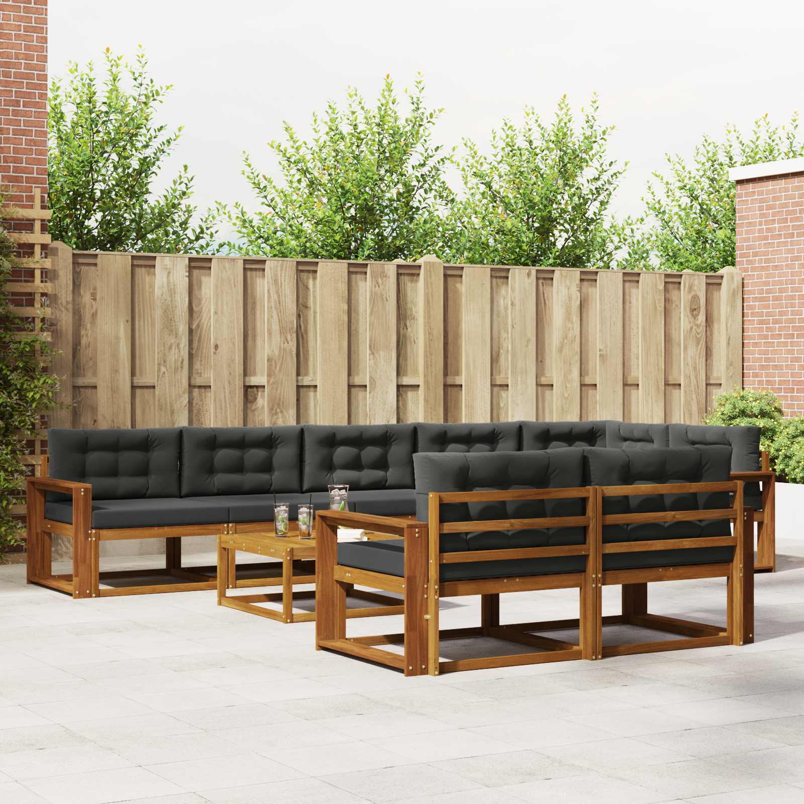 vidaXL Buiten bankenset 9 pcs Naturel Massief Acaciahout