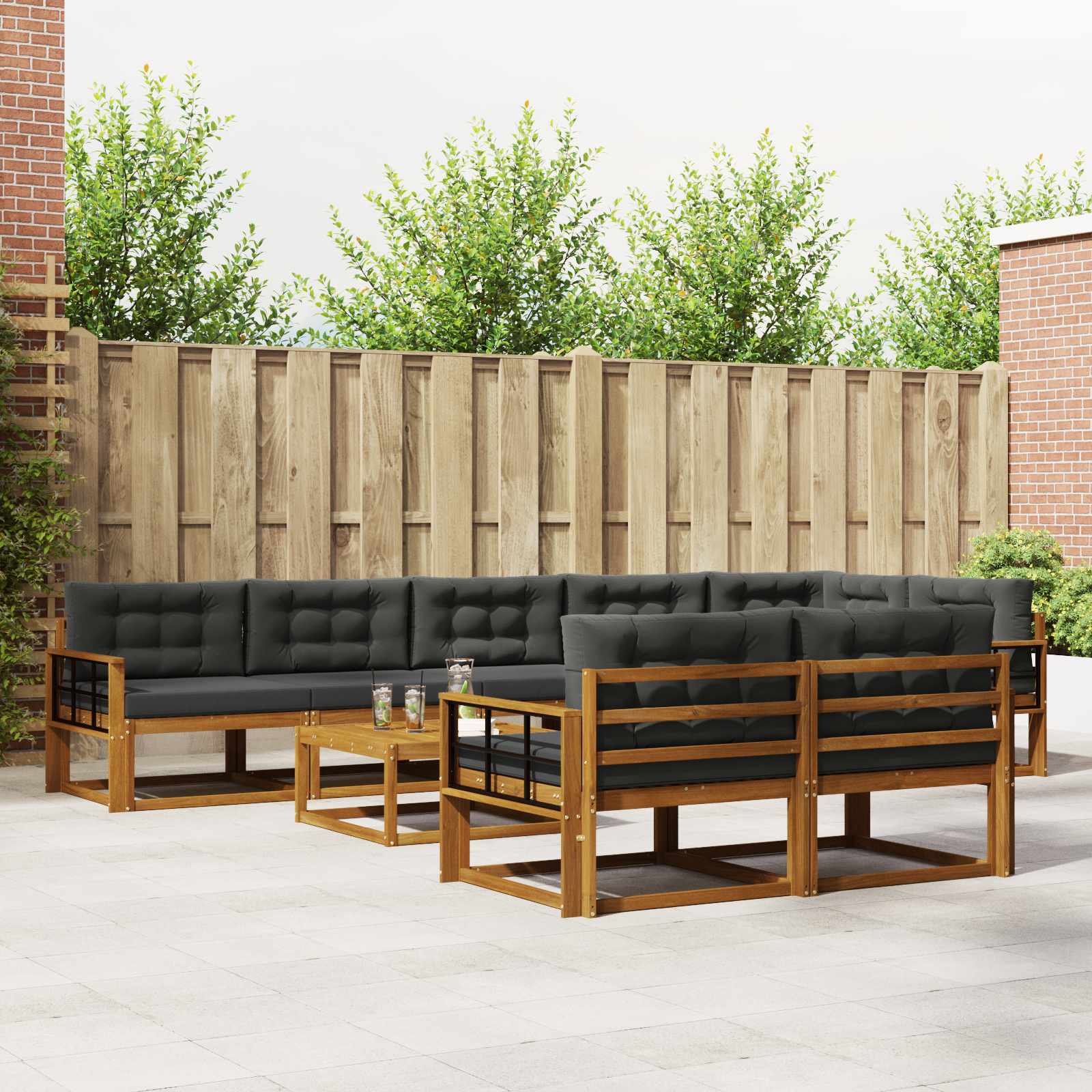 vidaXL Buiten bankenset 9 pcs Naturel Massief Acaciahout