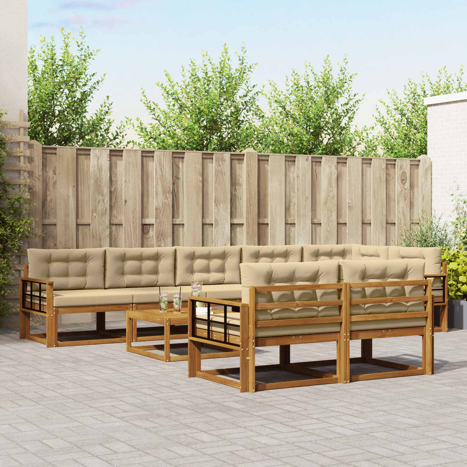 vidaXL Buiten bankenset 9 pcs Naturel Massief Acaciahout