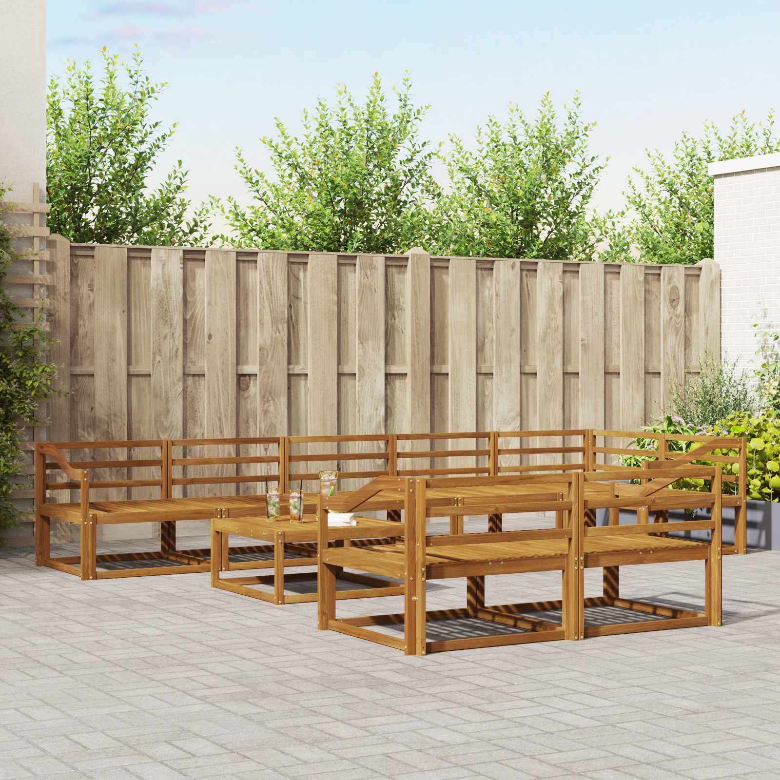 vidaXL Buiten bankenset 9 pcs Naturel Massief Acaciahout