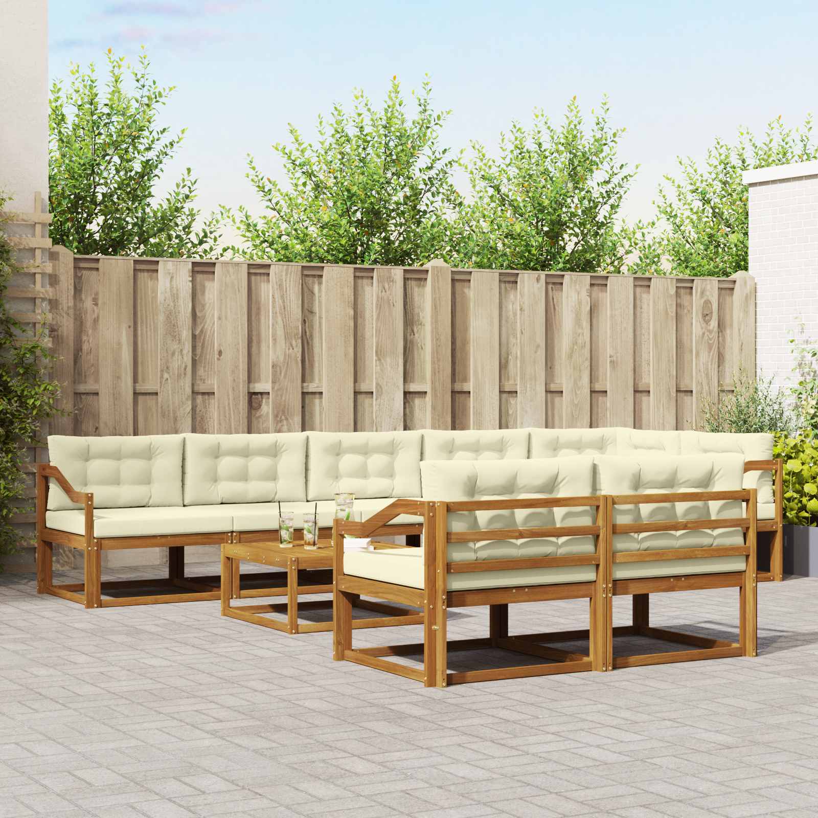 vidaXL Buiten bankenset 9 pcs Naturel Massief Acaciahout